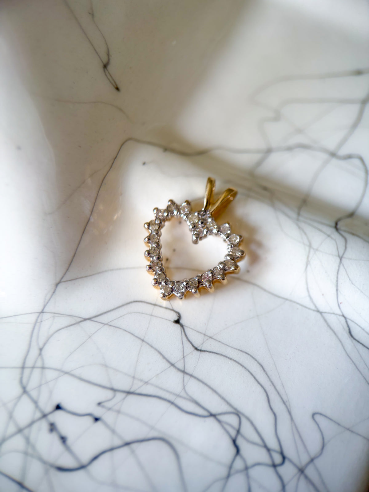 Vintage Heart Natural Diamond 10k Yellow Gold Charm