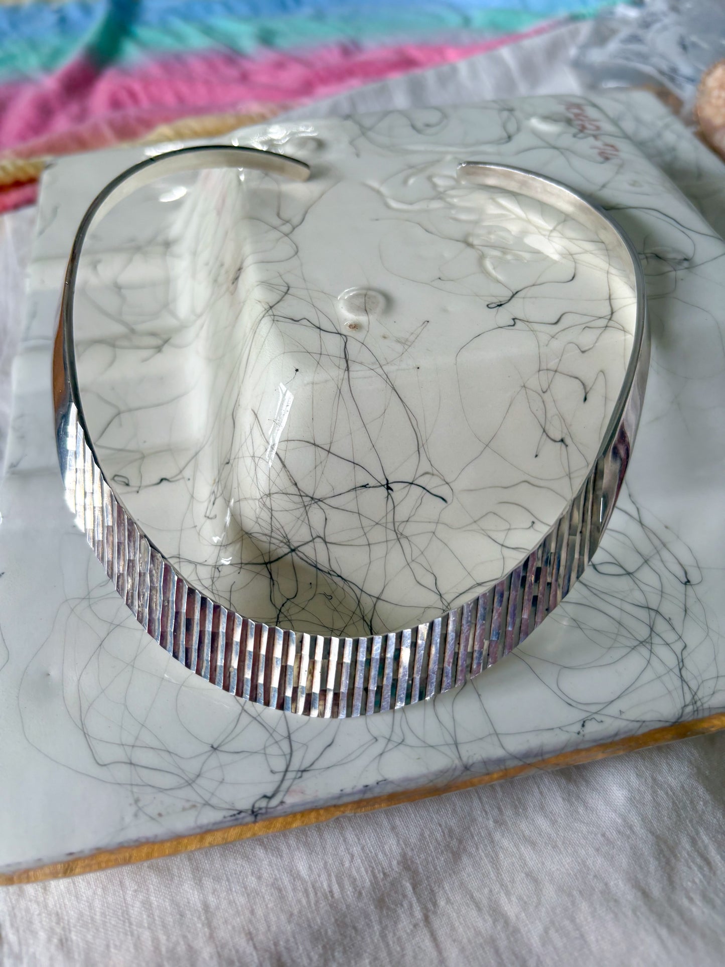 Vintage Sterling Silver Collar Necklace, circa 1970s