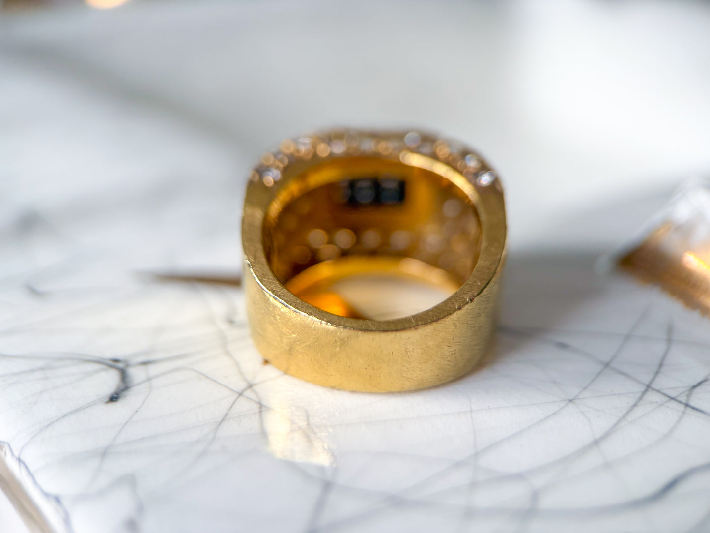 Vintage 18k Yellow Gold Natural Diamond Statement Ring, Circa 1960s