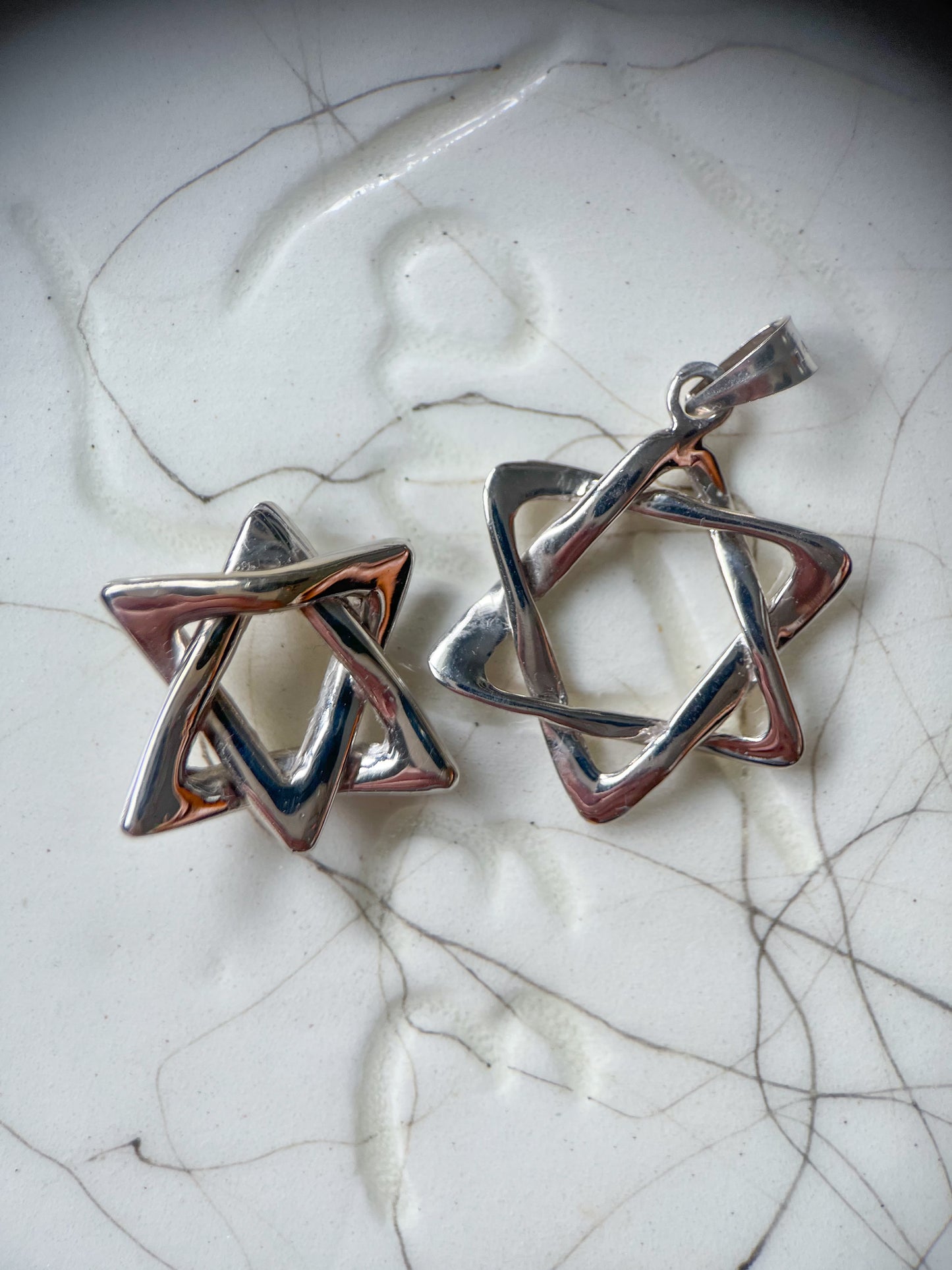 Vintage 14k White Gold Judaica Star of David Charm