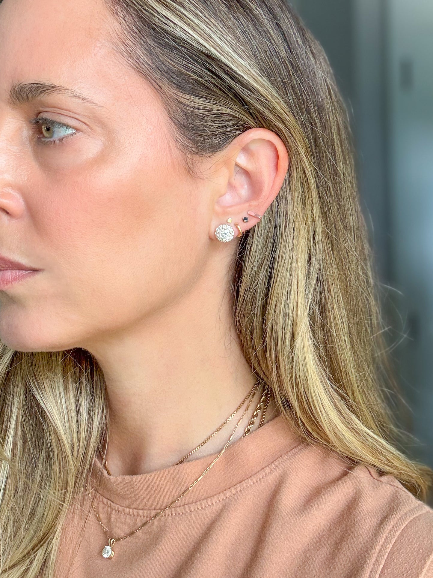 Lab Grown Round Diamonds 18k Yellow Gold Stud Earrings
