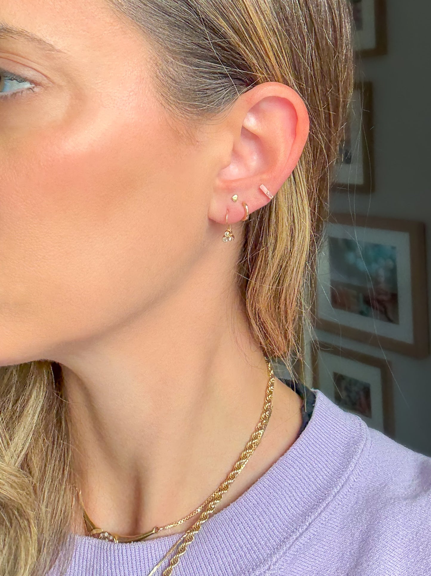 Vintage 14k Yellow Gold Drop CZ Earrings