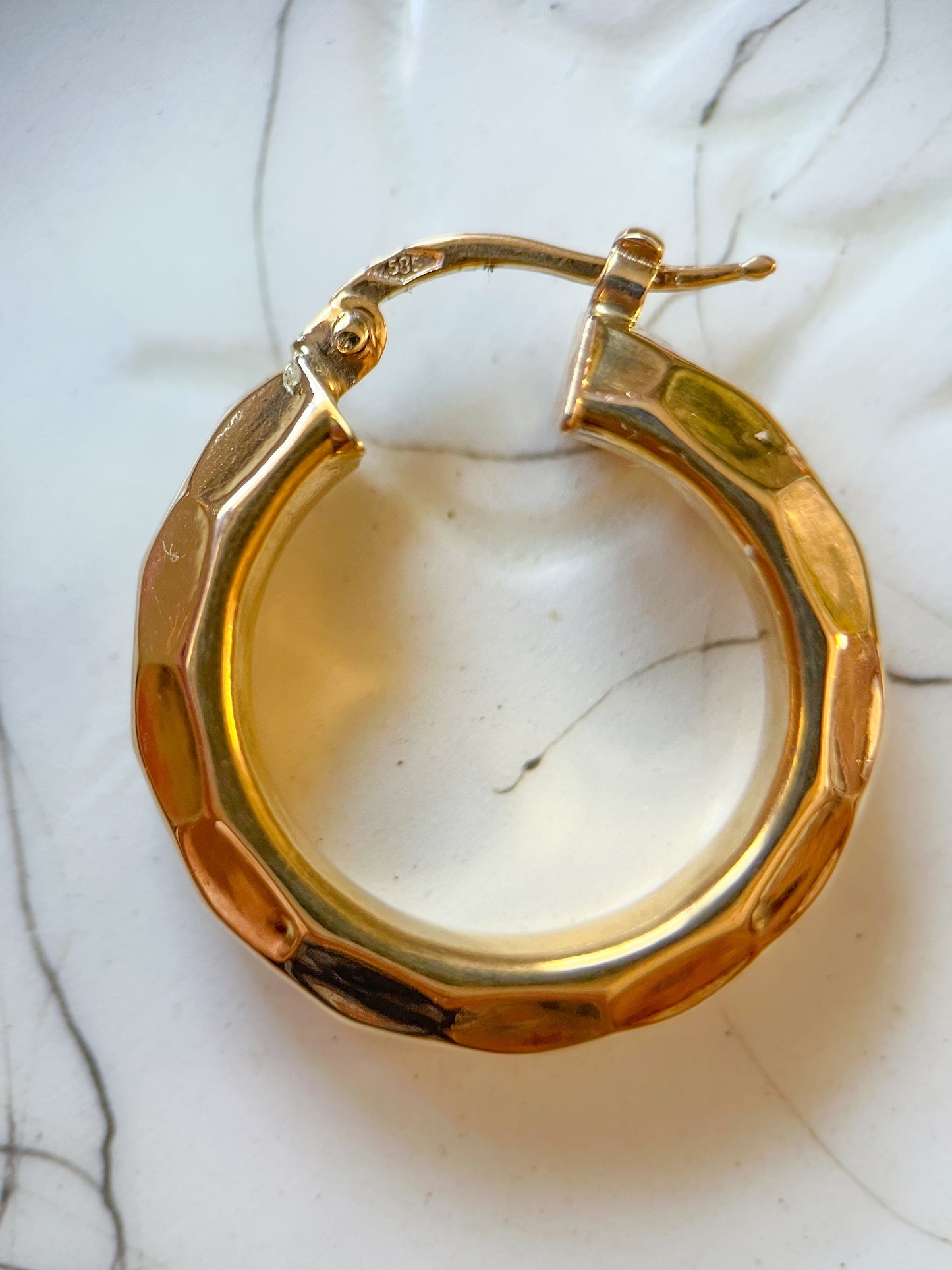 Vintage Chunky 14k Yellow Gold Hoop Earrings