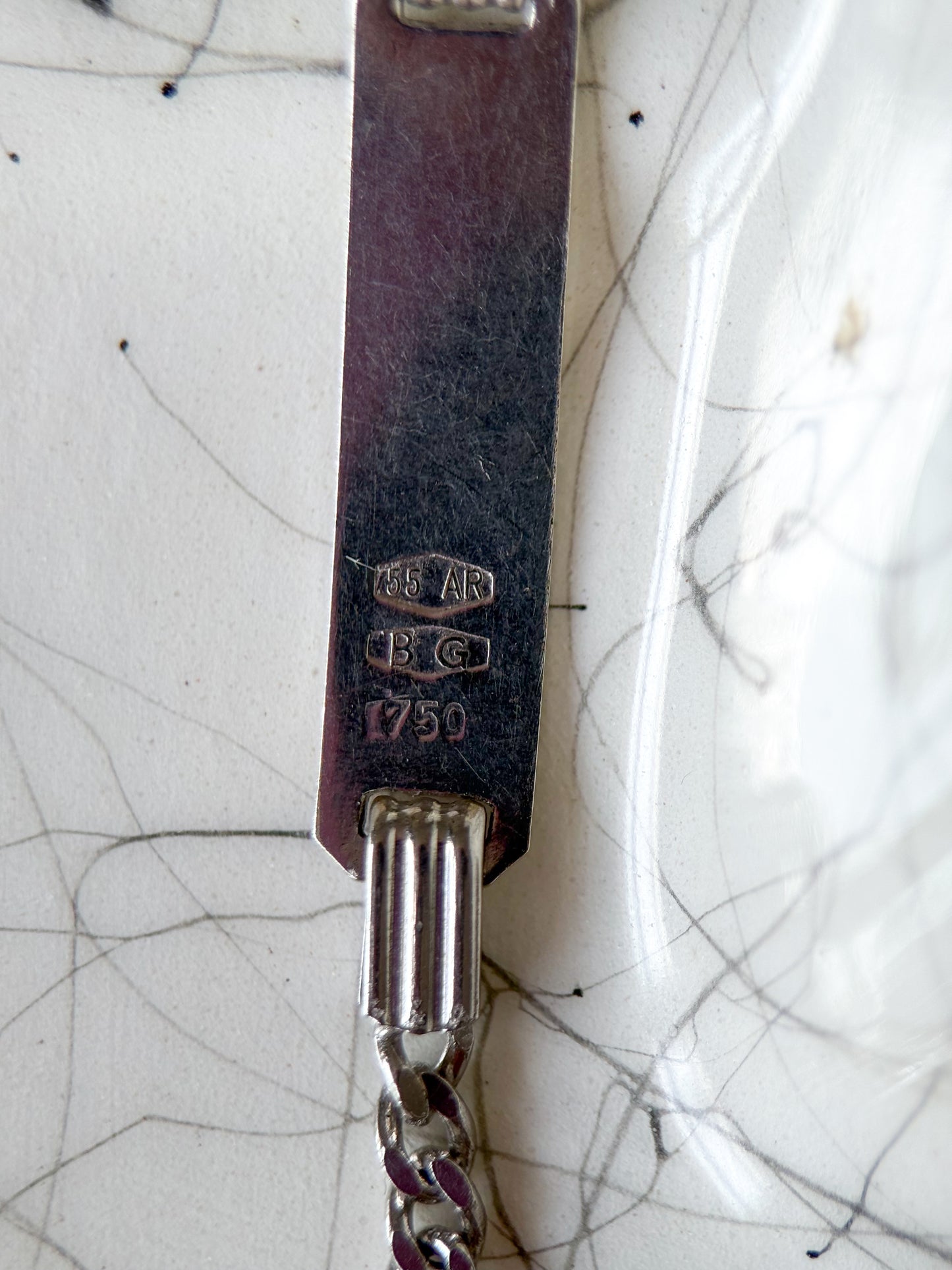 Vintage 18k White Gold ID 5.75 Inch Bracelet