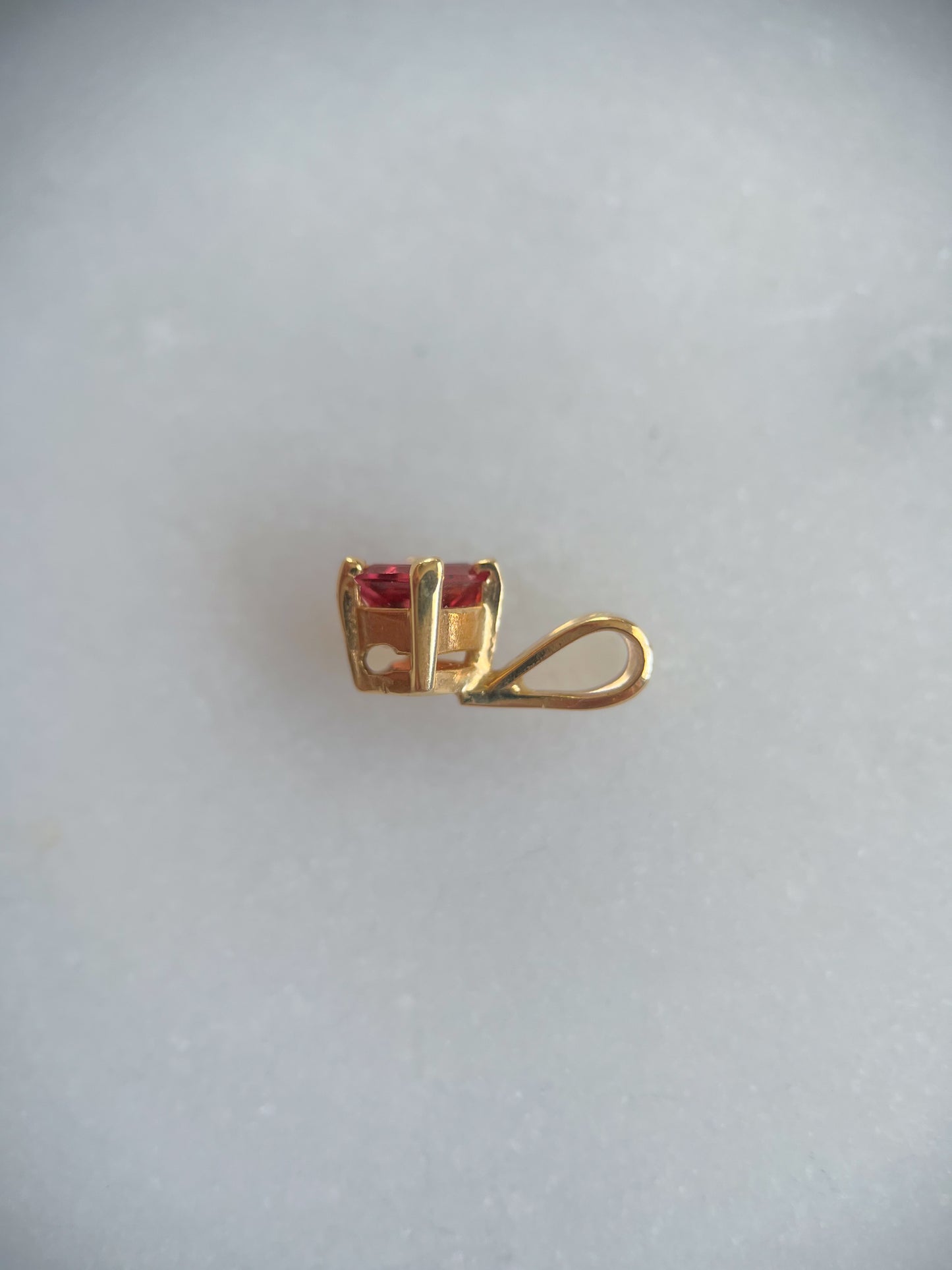 Vintage Square Tourmaline 14k Yellow Gold Charm