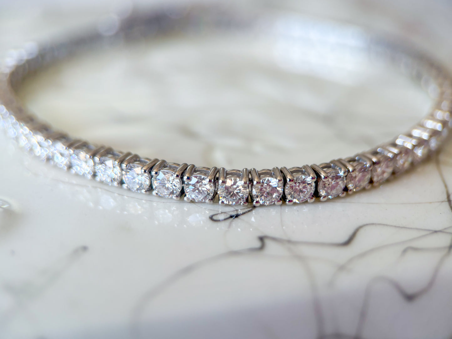 Lab Grown Round Diamond 14k White Gold 5 Carat Tennis Bracelet