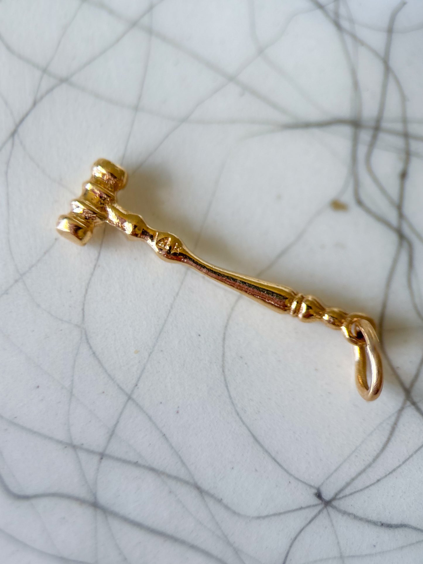 Vintage MINI Gavel 14k Yellow Gold Charm