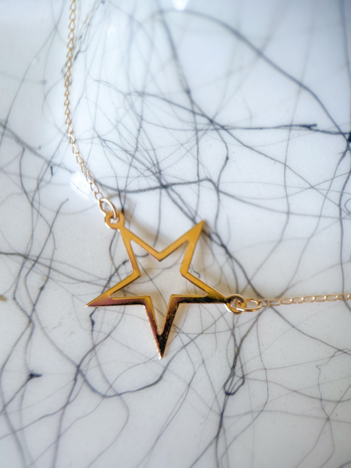 Vintage Star Charm on Chain 14k Yellow Gold
