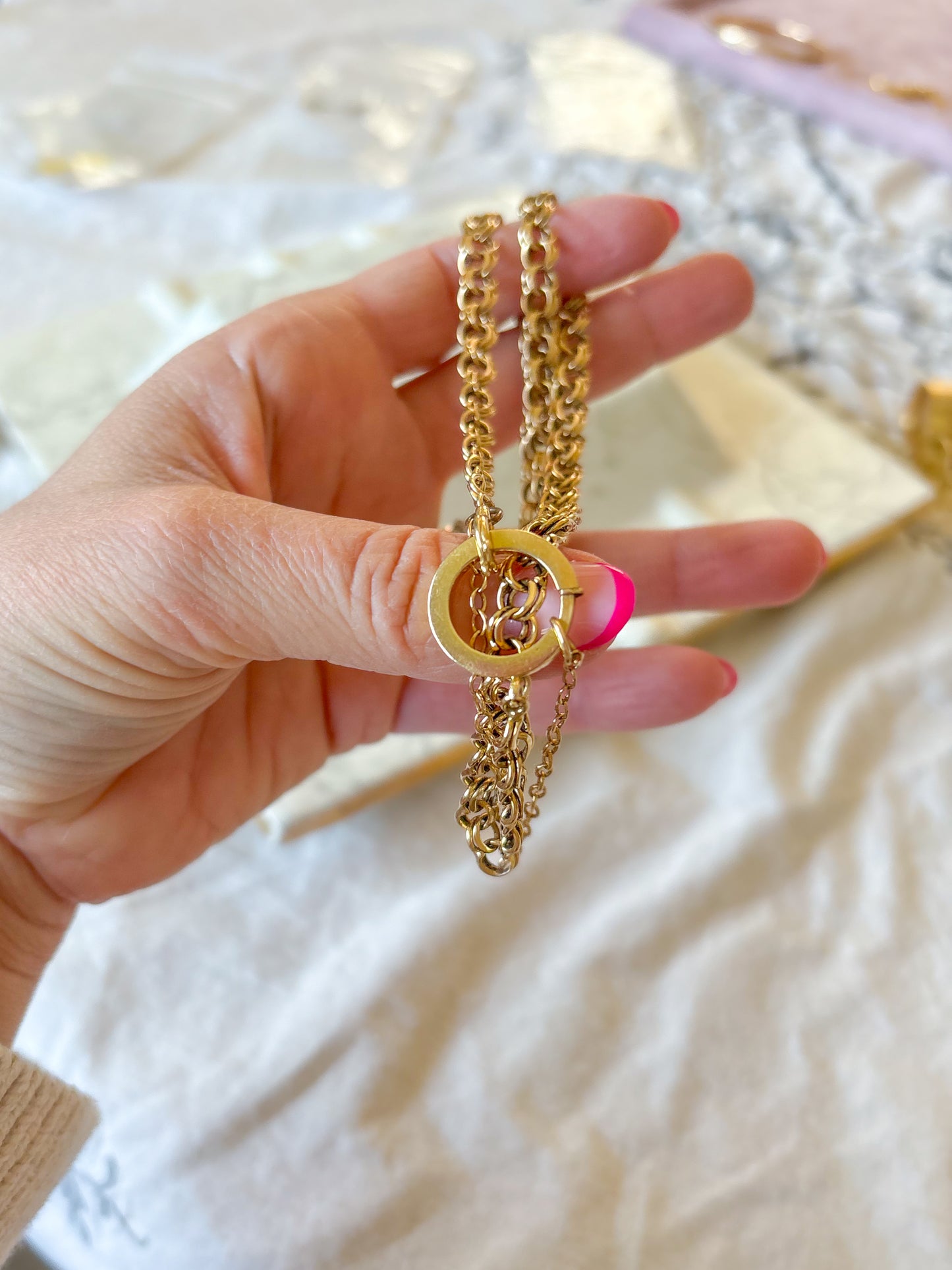 Vintage Multi Link Cable 4k Yellow Gold Chain 20.5 Inch Necklace