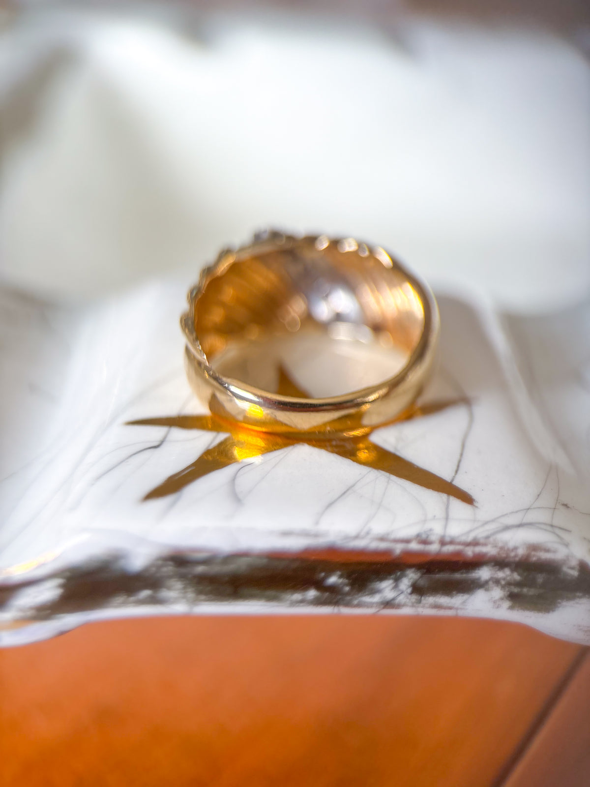 Vintage Natural Diamond Bombé 14k Yellow Gold Ring