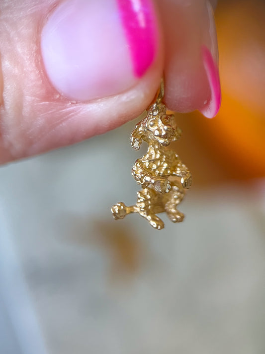 Vintage Poodle 14k Yellow Gold Dog Charm