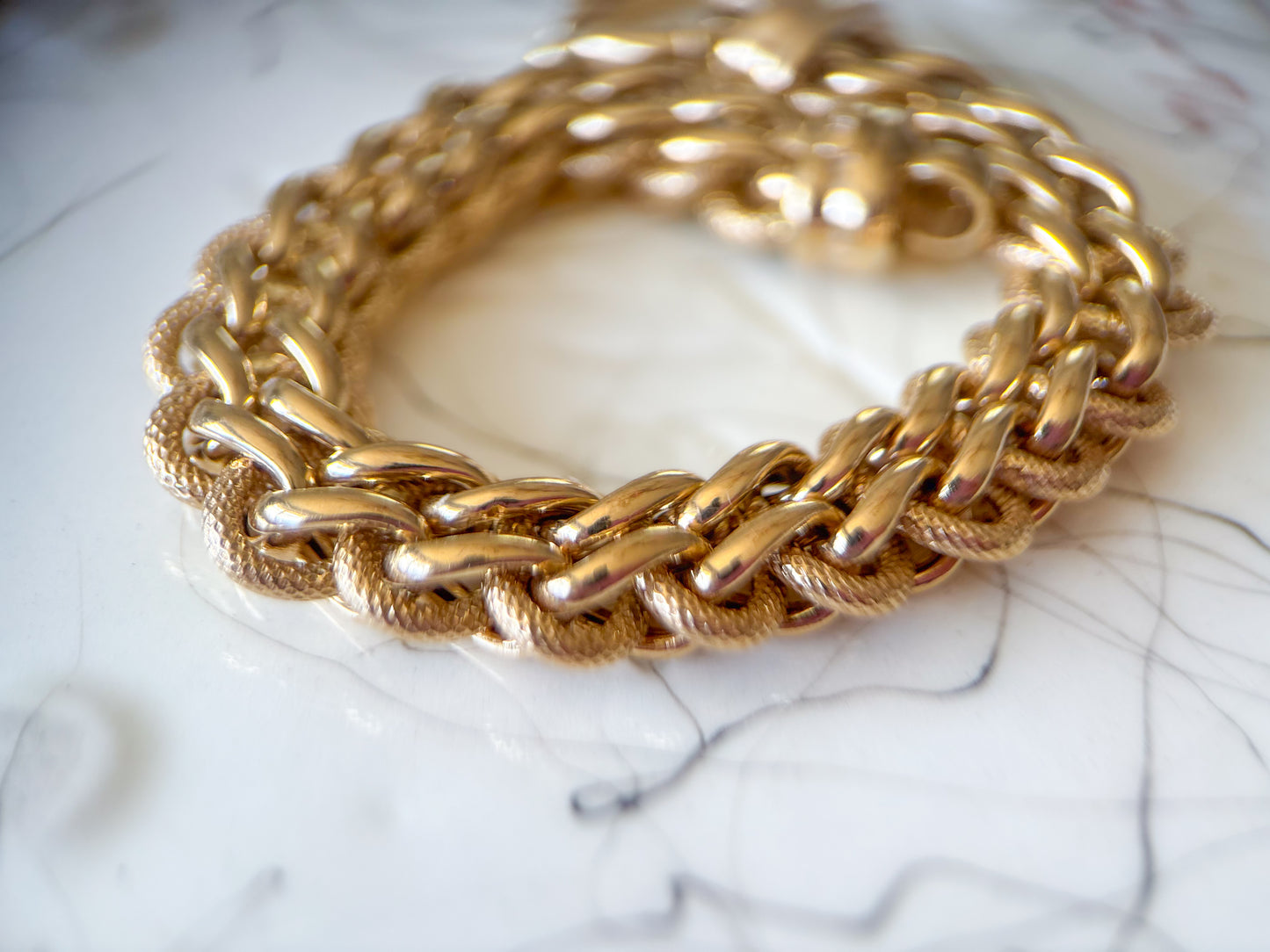 Vintage Super Chunky Braided 14k Yellow Gold 7 Inch Bracelet