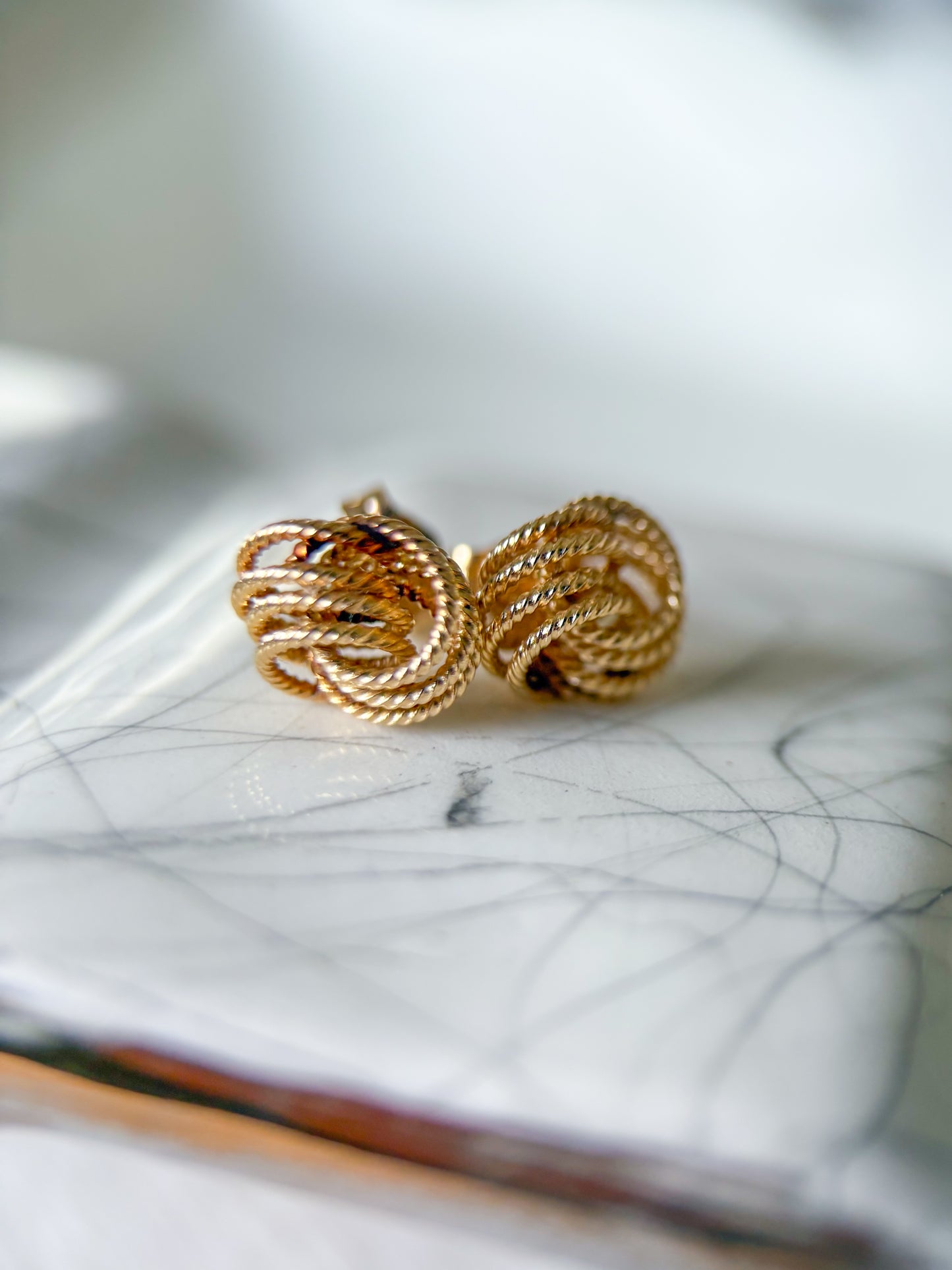 Vintage Small Knot 14k Yellow Gold Stud Earrings