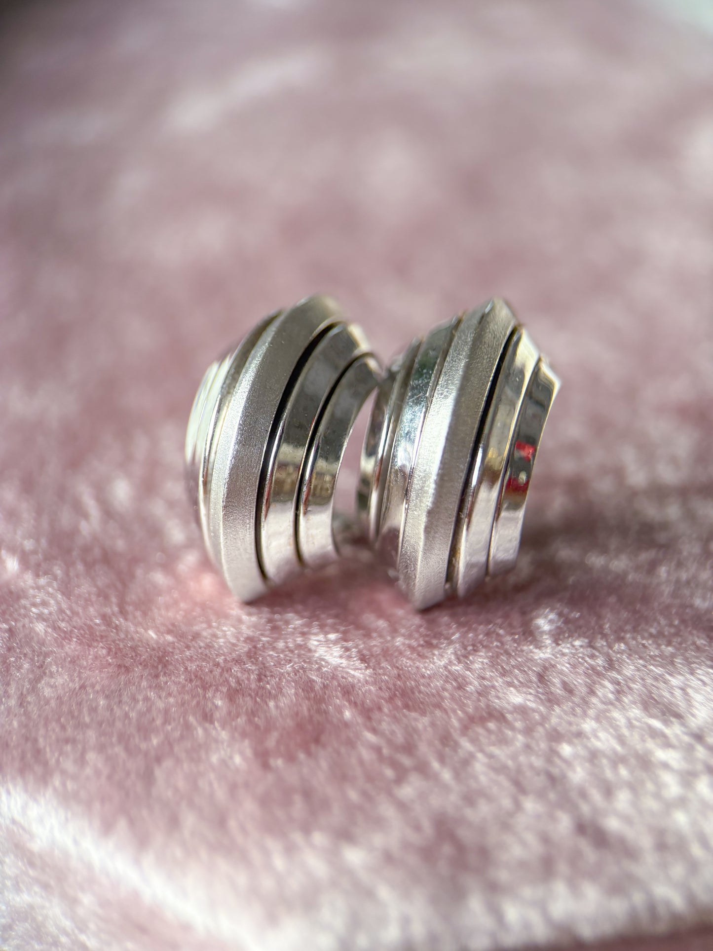 Vintage Chunky 14k White Gold Half Hoop Earrings