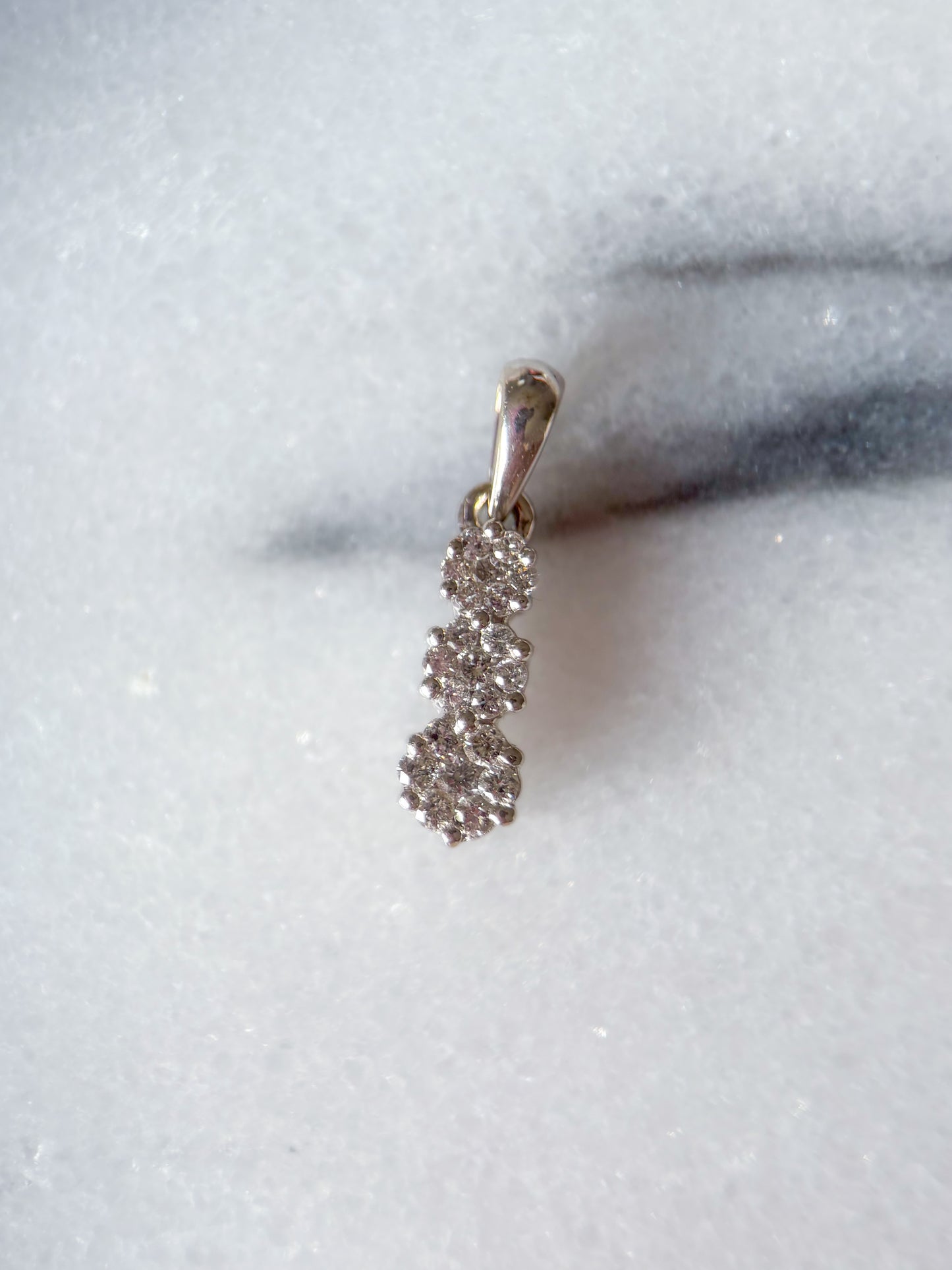 Vintage Natural Diamond Drop 14k White Gold Charm