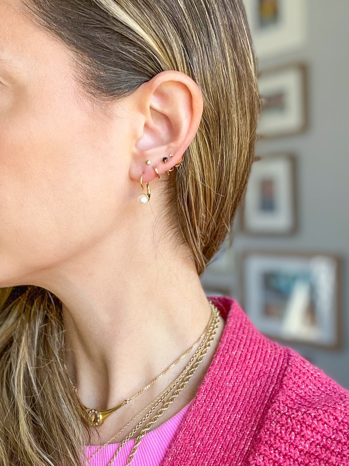 Vintage Pearl 18k Yellow Gold Drop Earrings