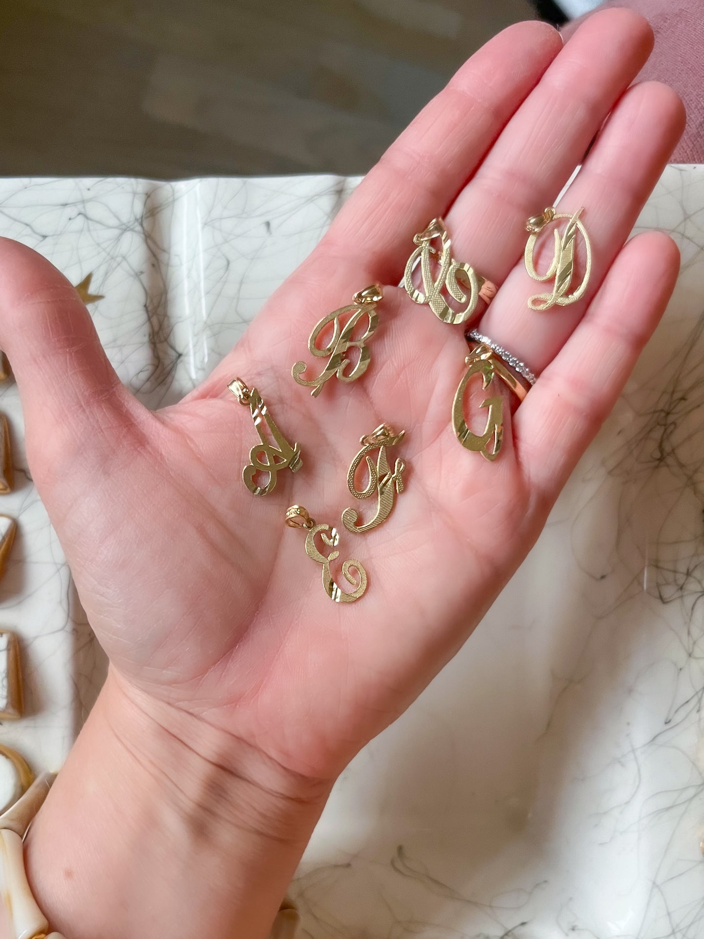 10k Yellow Gold Simple Initial Letter Charms
