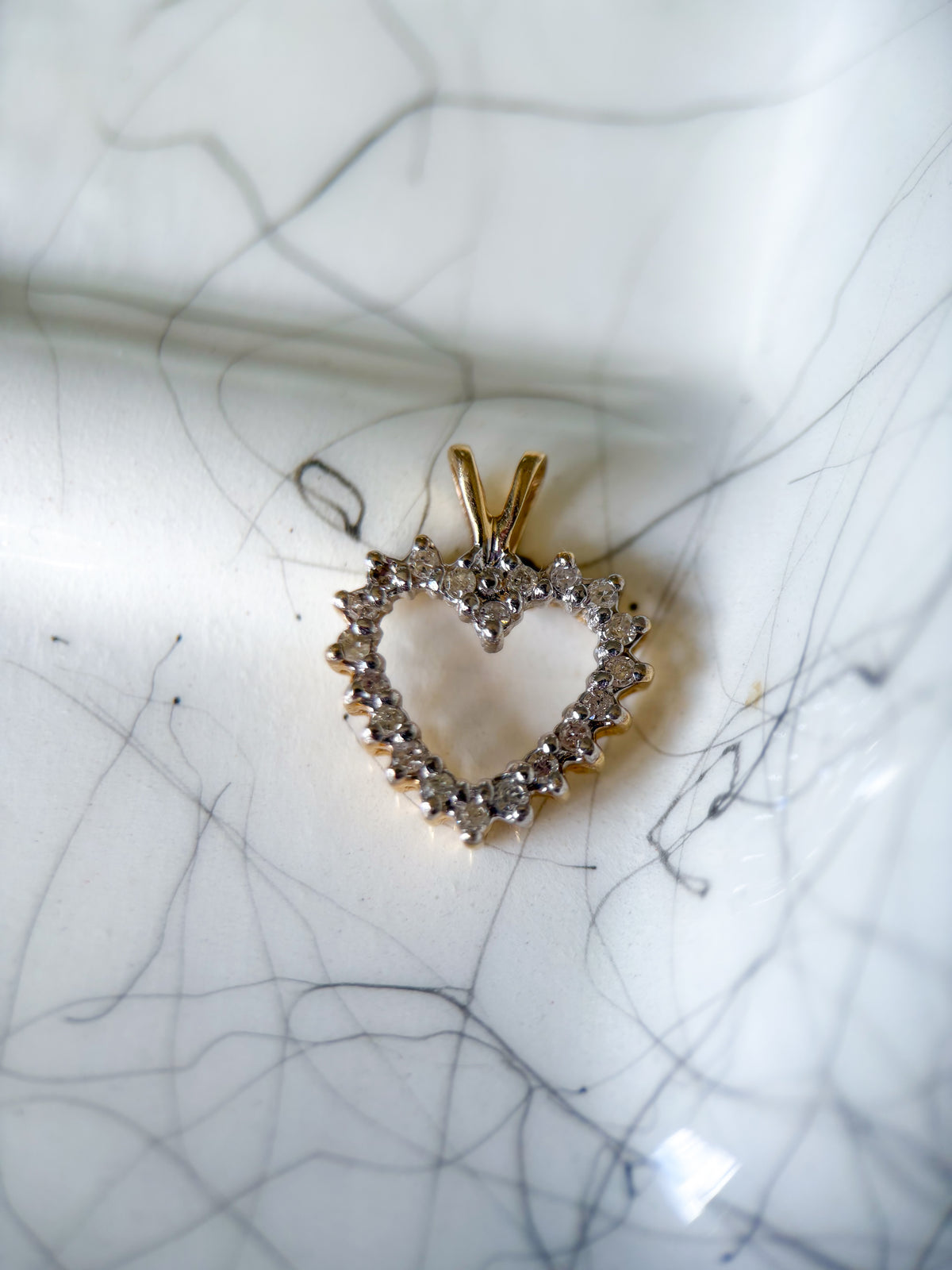 Vintage Heart Natural Diamond 10k Yellow Gold Charm