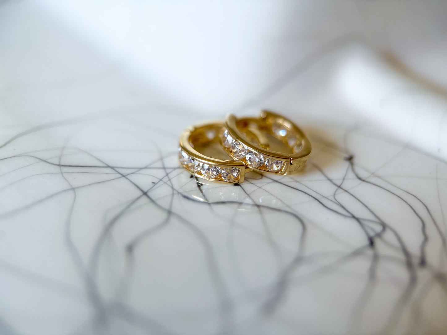 14k Yellow Gold Huggies with CZs - 3 pairs, sold separately
