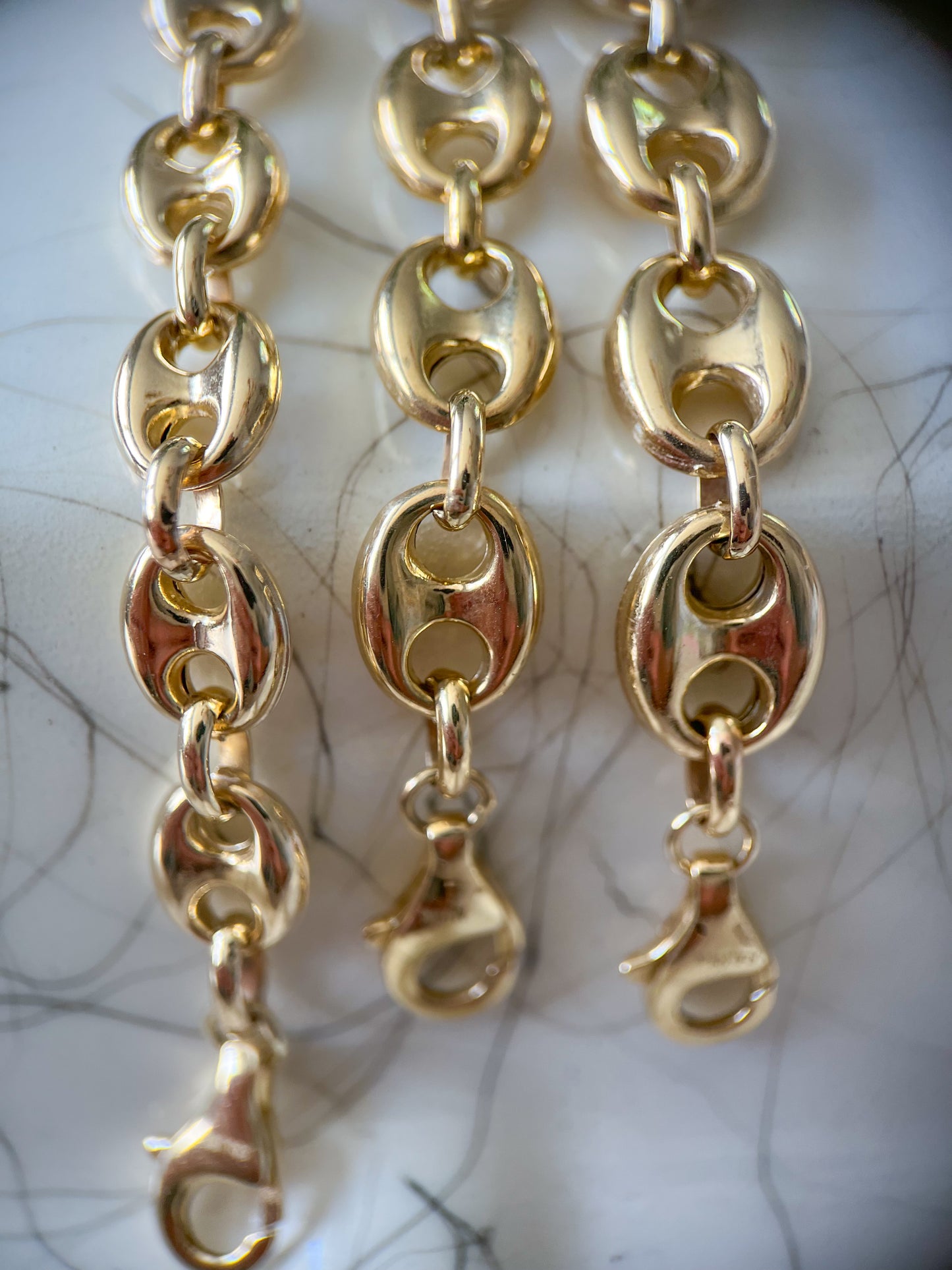 Puffed Mariner 10k Yellow Gold Chain 8 Inch Bracelets - 2 Widths Left