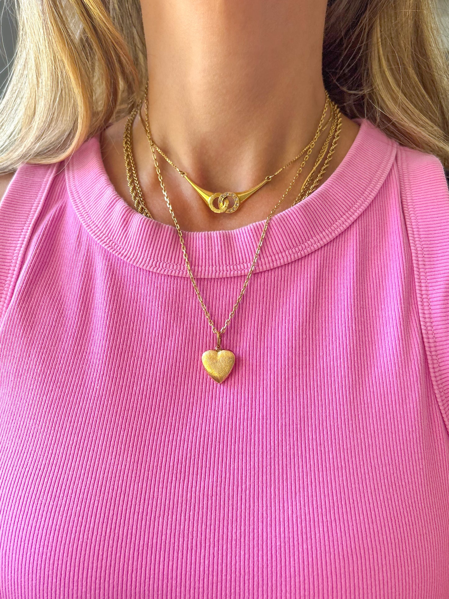 Vintage Matte Heart 14k Yellow Gold Charm