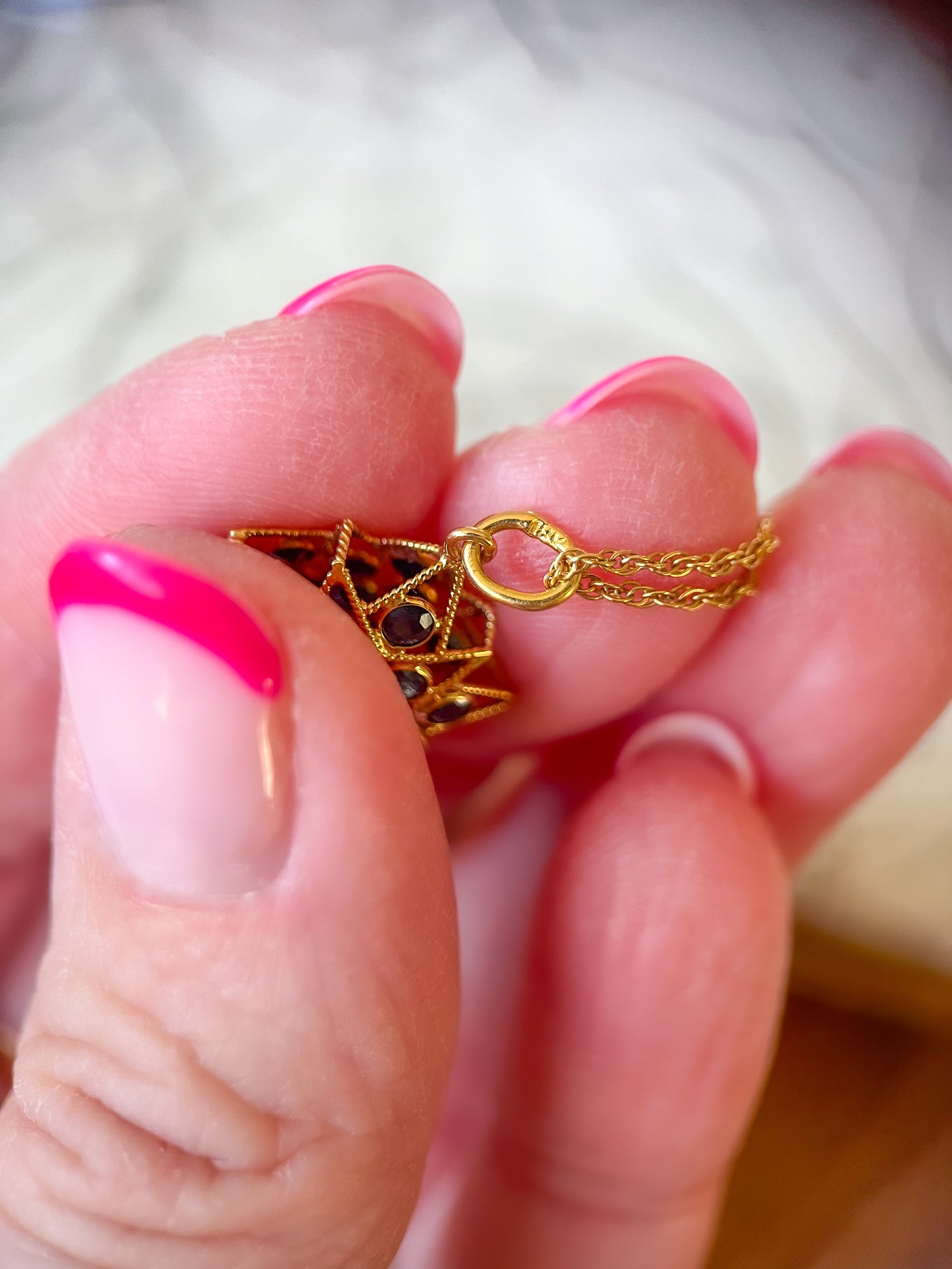 Vintage Natural Sapphire Puffy Star and Vintage Ruby Puffy Heart 18k Yellow Gold Charms, Circa 1990's
