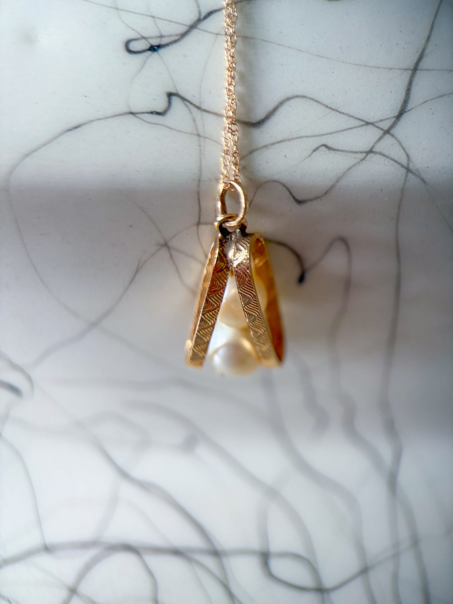 Vintage Pearl 14k Yellow Gold Charm