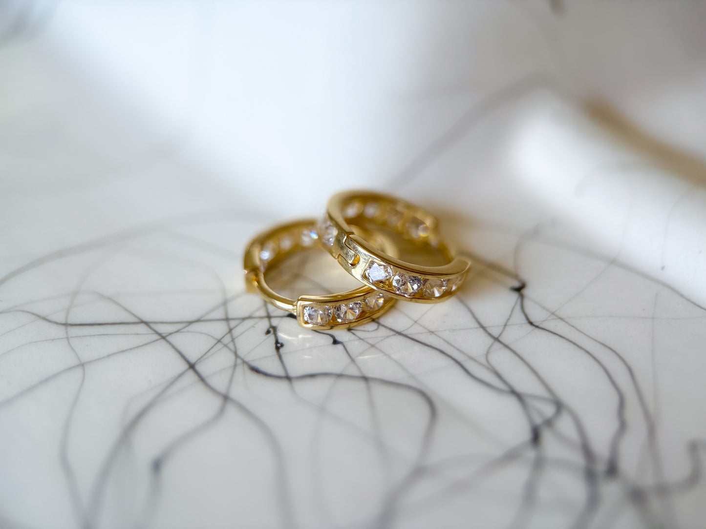 14k Yellow Gold Huggies with CZs - 3 pairs, sold separately