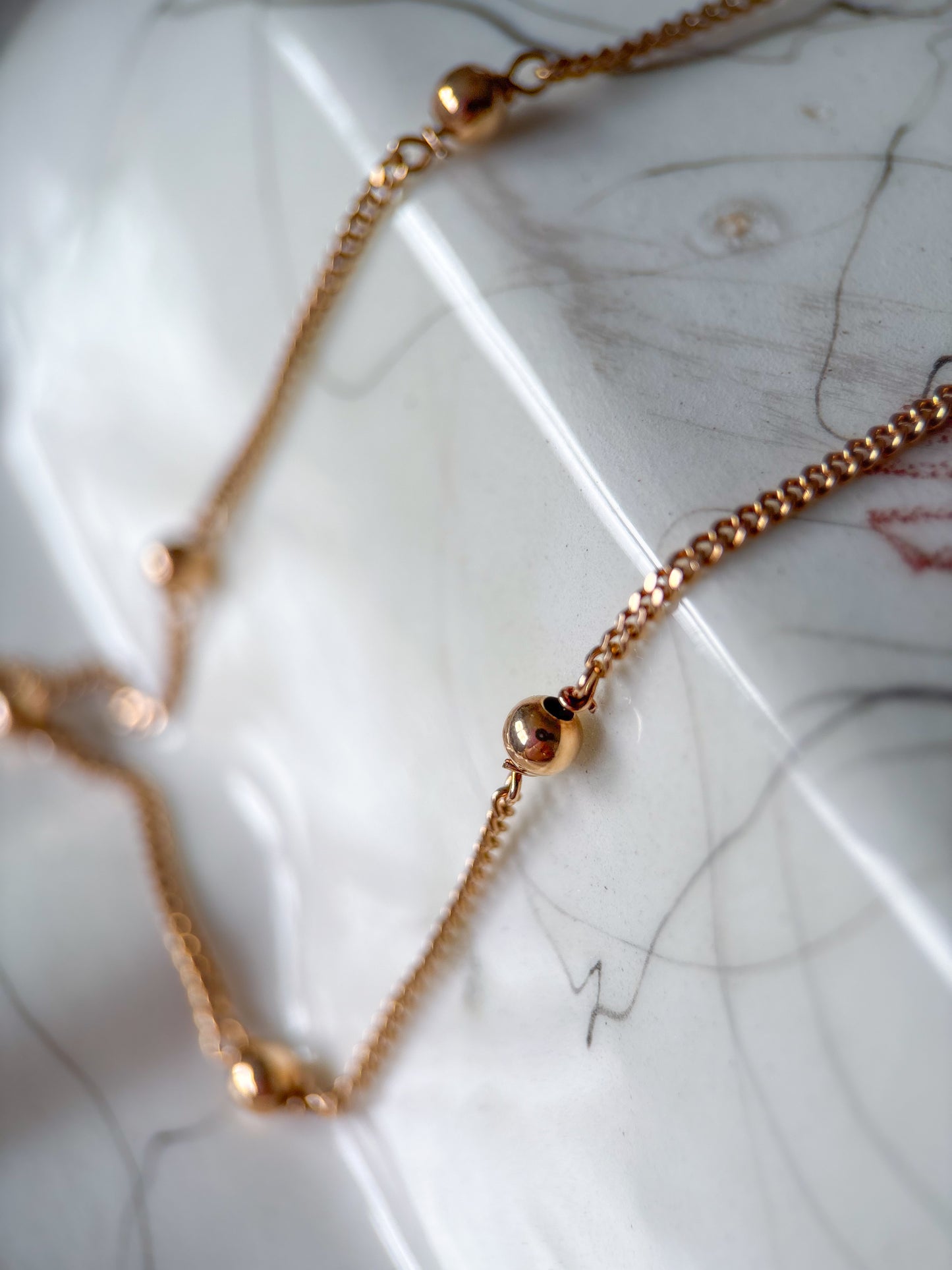 Vintage Curb Chain with Ball Accents 10k Yellow Gold 21 Inch Necklace