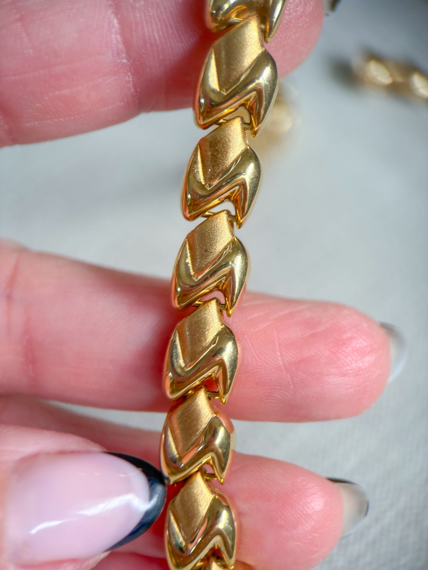 Vintage Chunky Flat Link 14k Yellow Gold 16 Inch Necklace