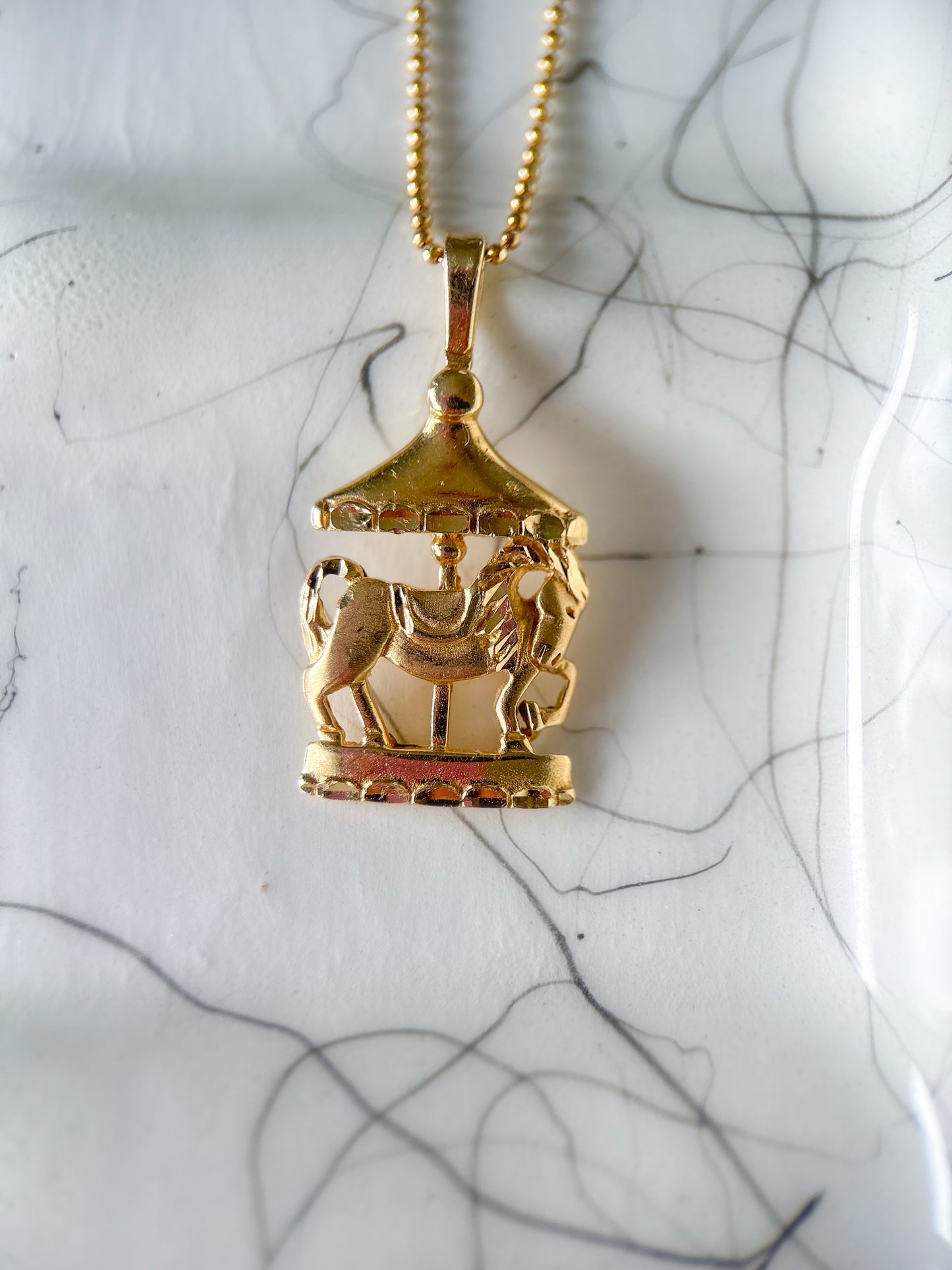 Vintage Carousel 14k Yellow Gold Charm