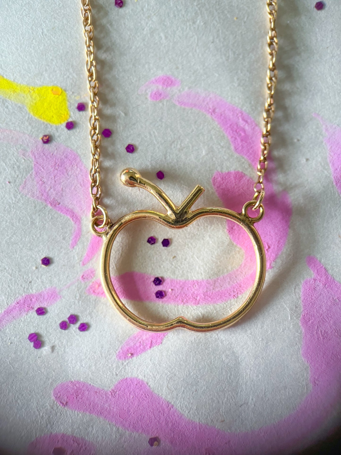 Vintage 14k Apple Charm on 10k Chain Necklace