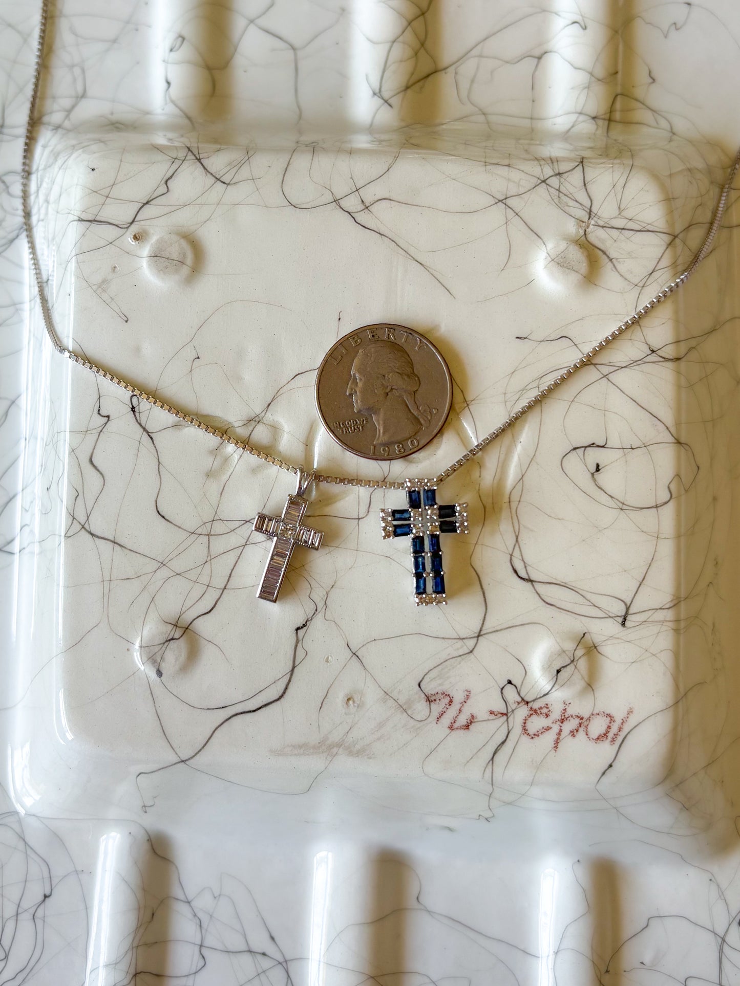 Vintage 14k White Gold Cross Charms