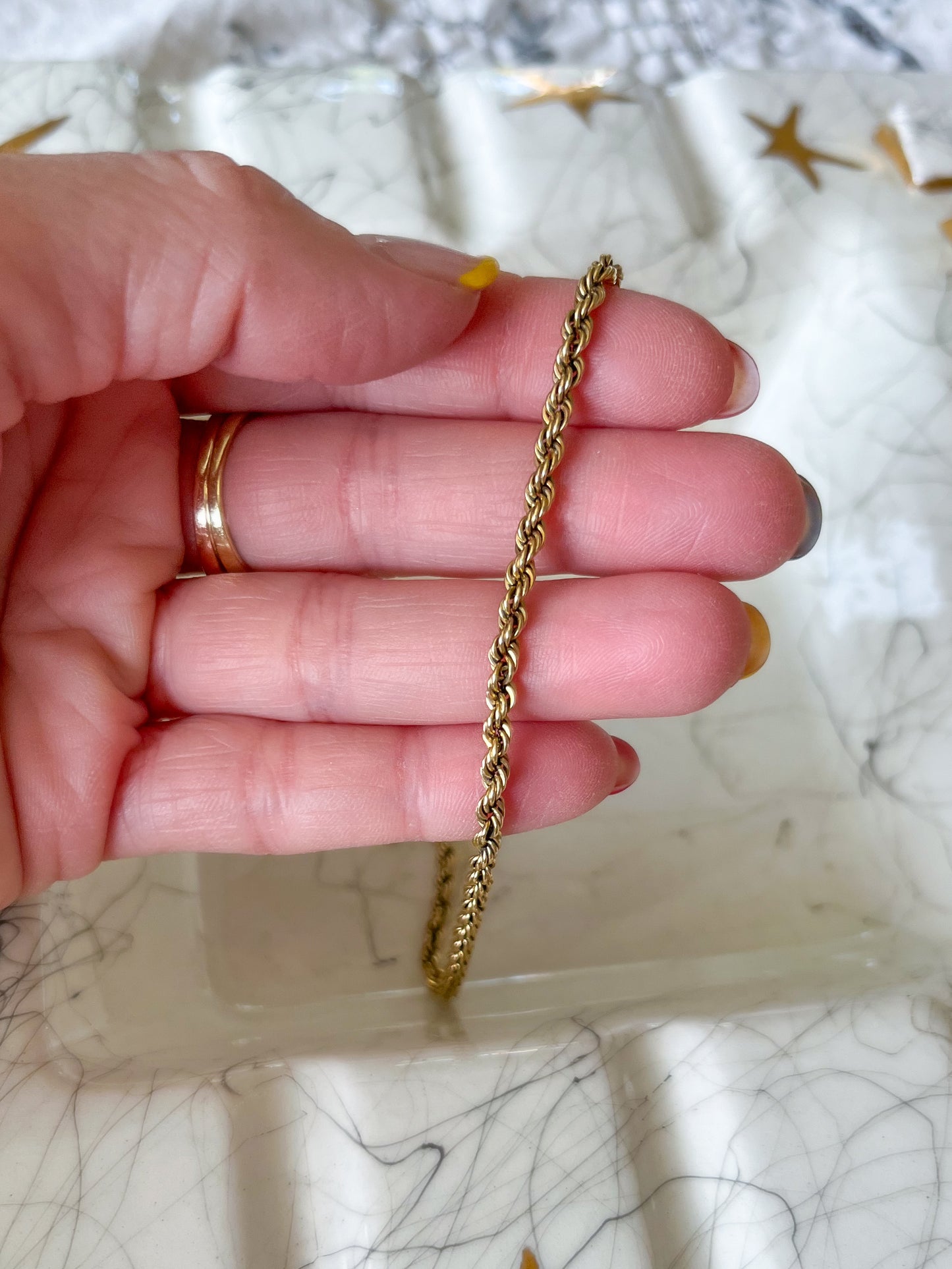 Vintage Rope Chain 14k Yellow Gold 7.5 Inch Bracelet