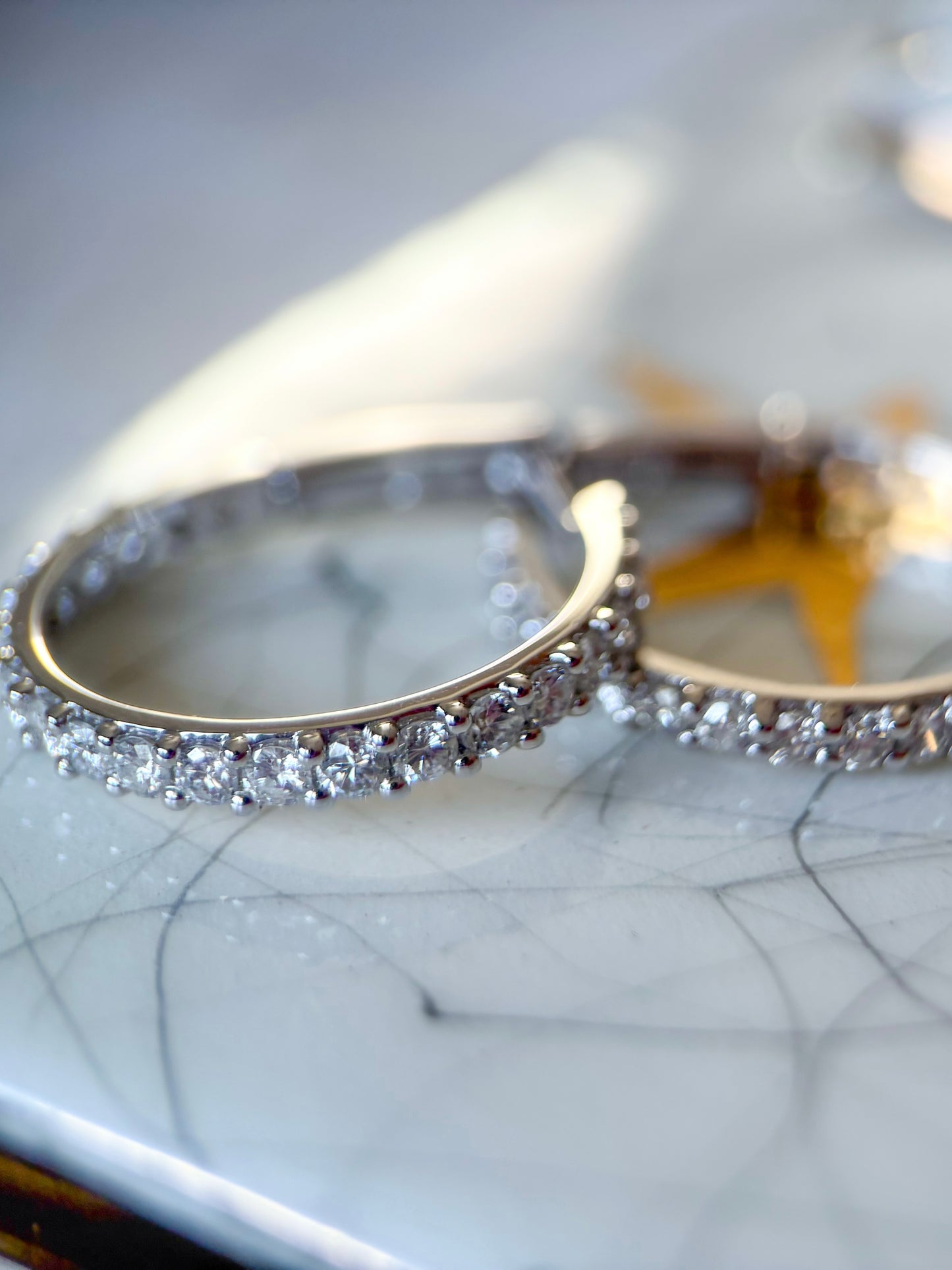 Natural Diamond Thin 14k White Gold Hoop Earrings