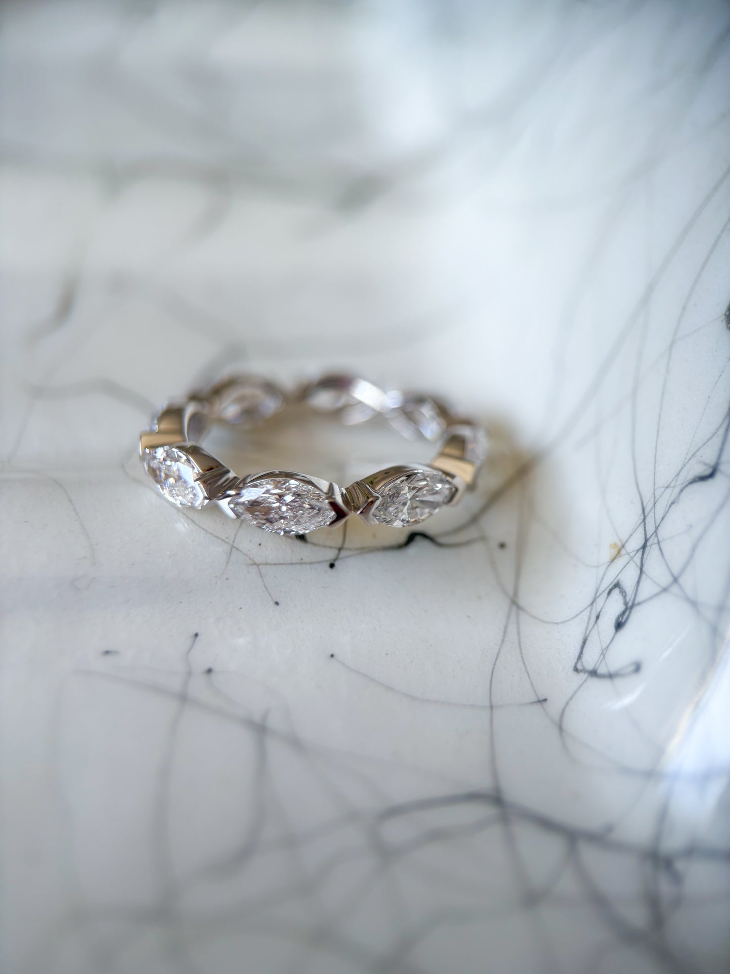 Lab Grown Diamond 14k White Gold Marquise Cut 2 Carat Eternity Band