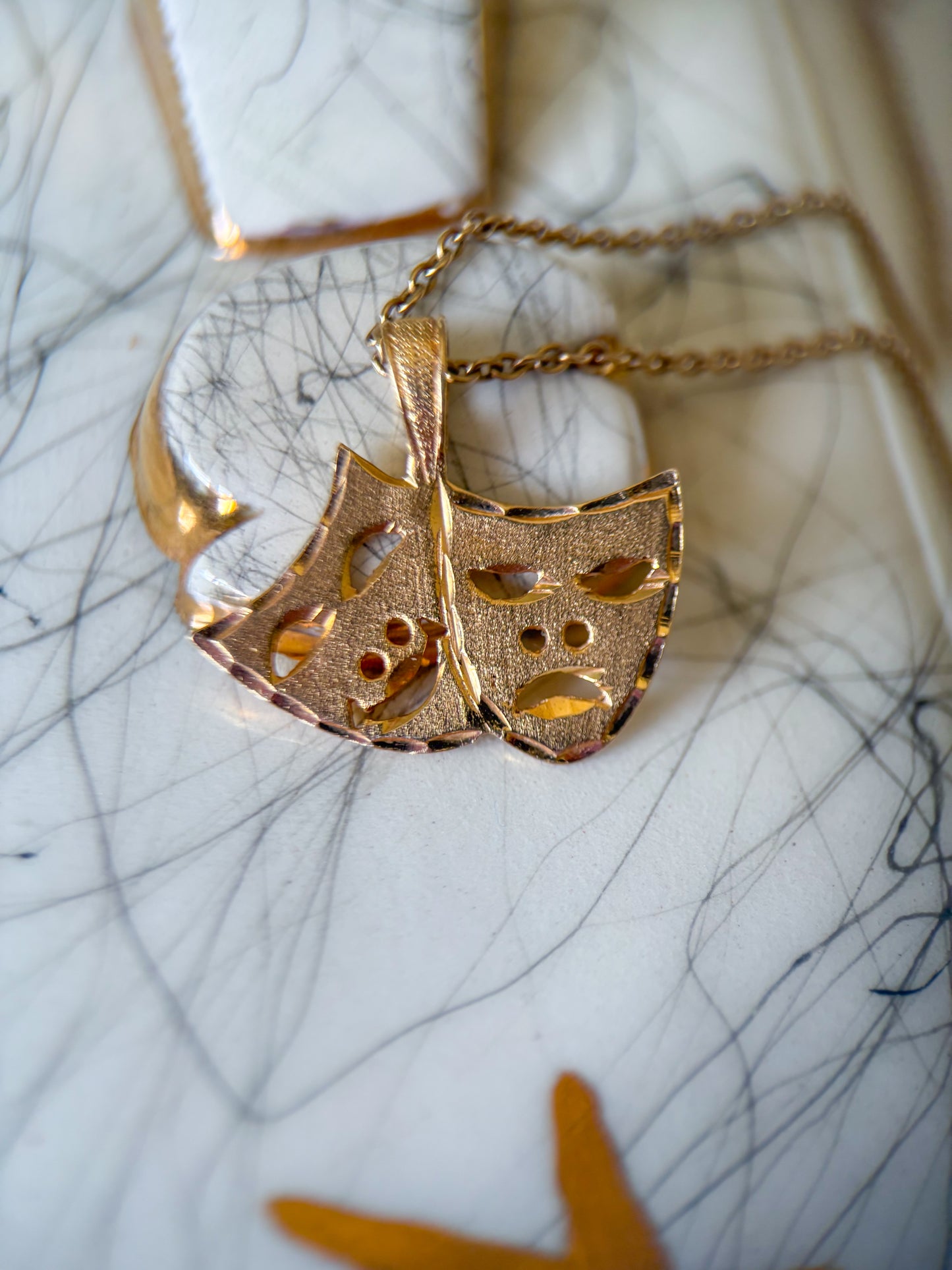 Vintage Laugh Now Cry Later 14k Yellow Gold Charm