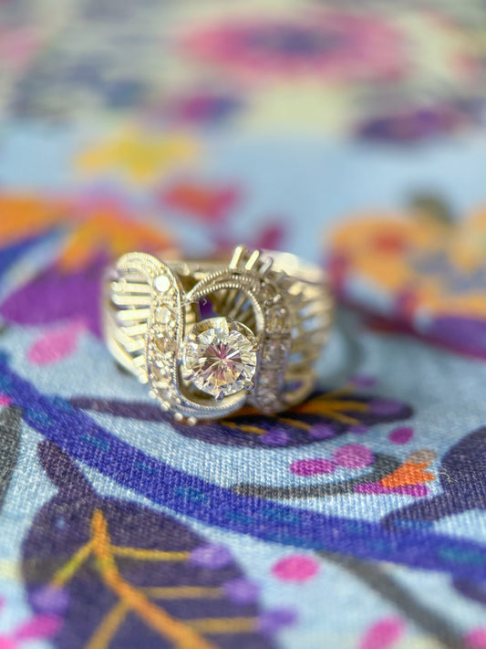 Vintage (Possibly Antique) Natural Diamond 14k White Gold Engagement Ring