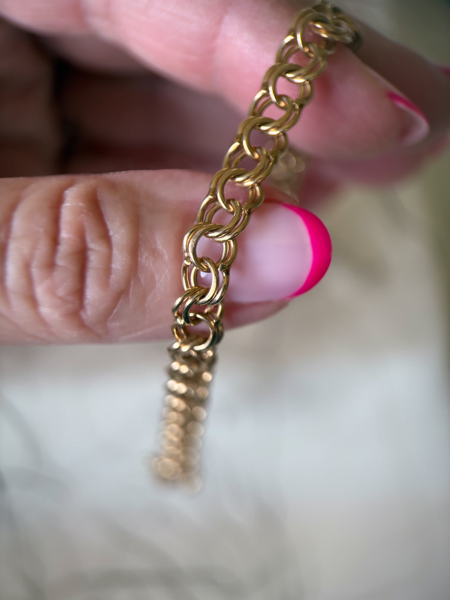 Vintage Round Multi Link 14k Yellow Gold 7.5 Inch Bracelet