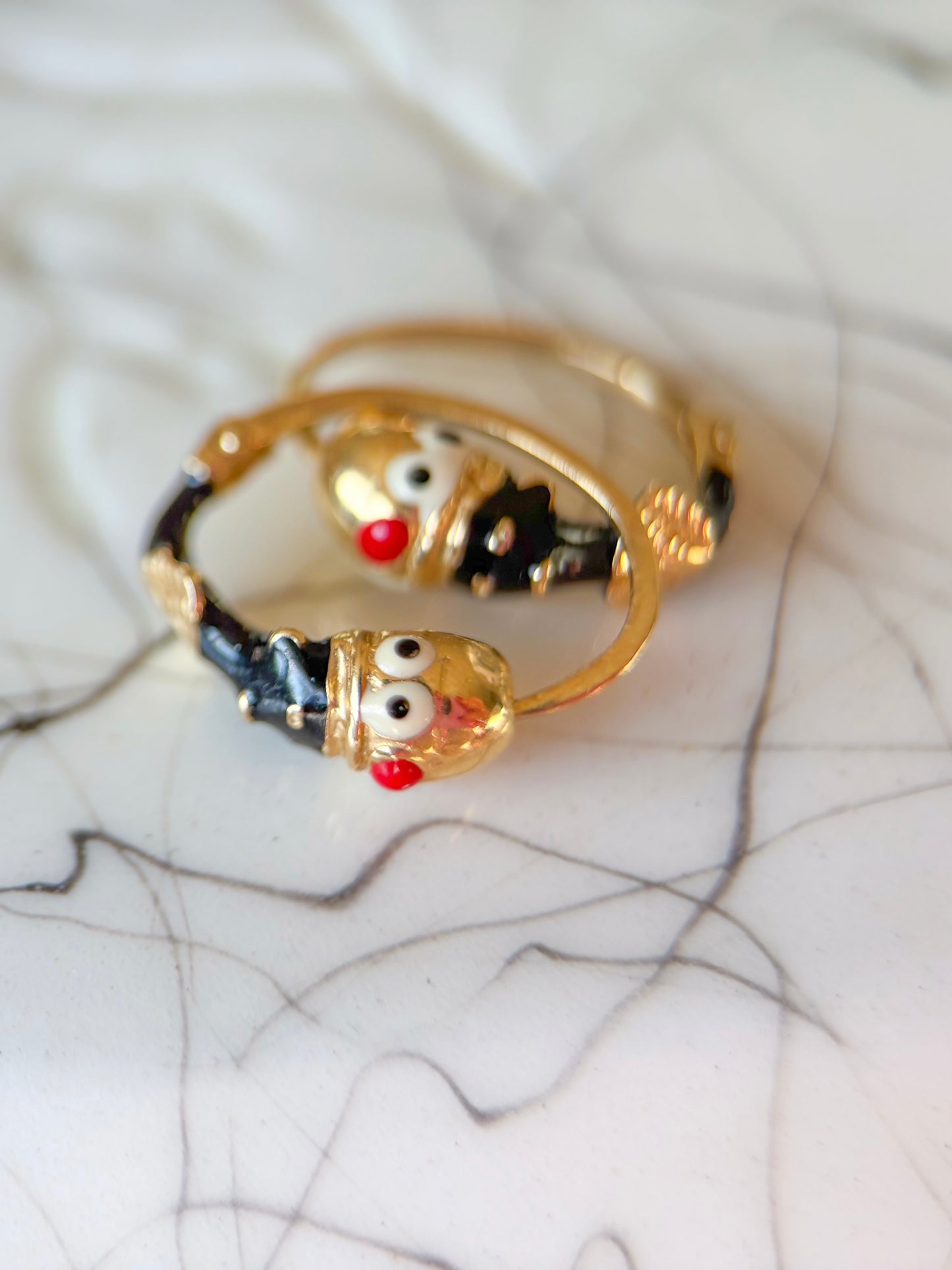 Vintage 14k Yellow Gold Enamel Huggies