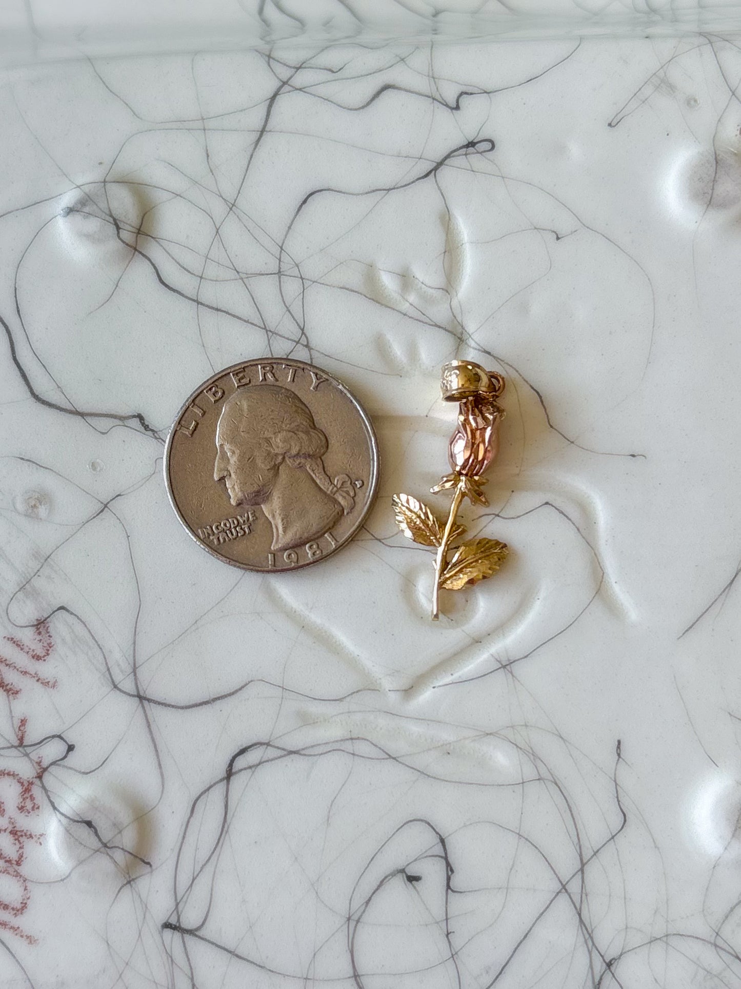 Vintage Rose Two Toned 14k Yellow and Rose Gold Charm