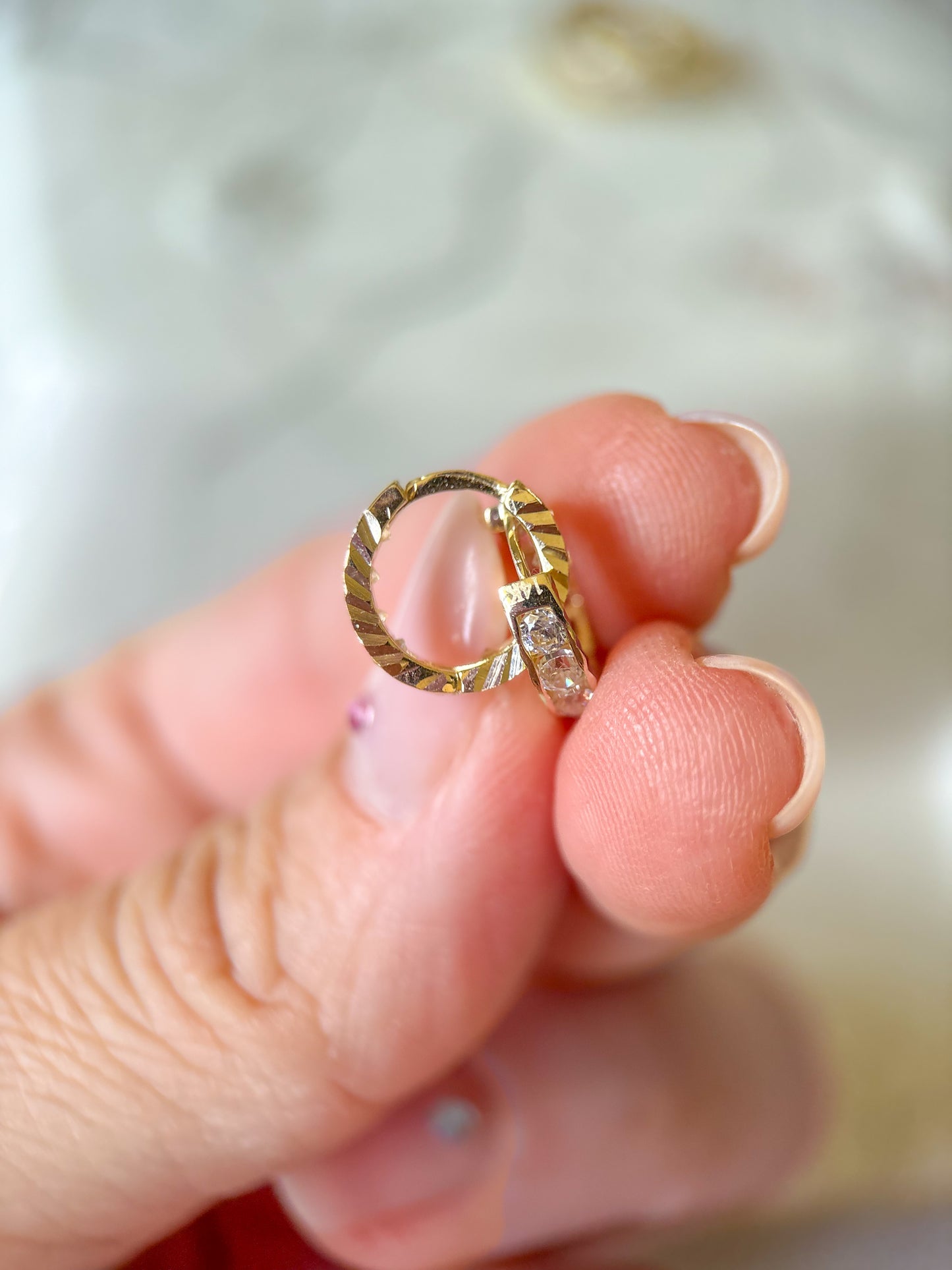14k Yellow Gold Huggies with CZs - 3 pairs, sold separately