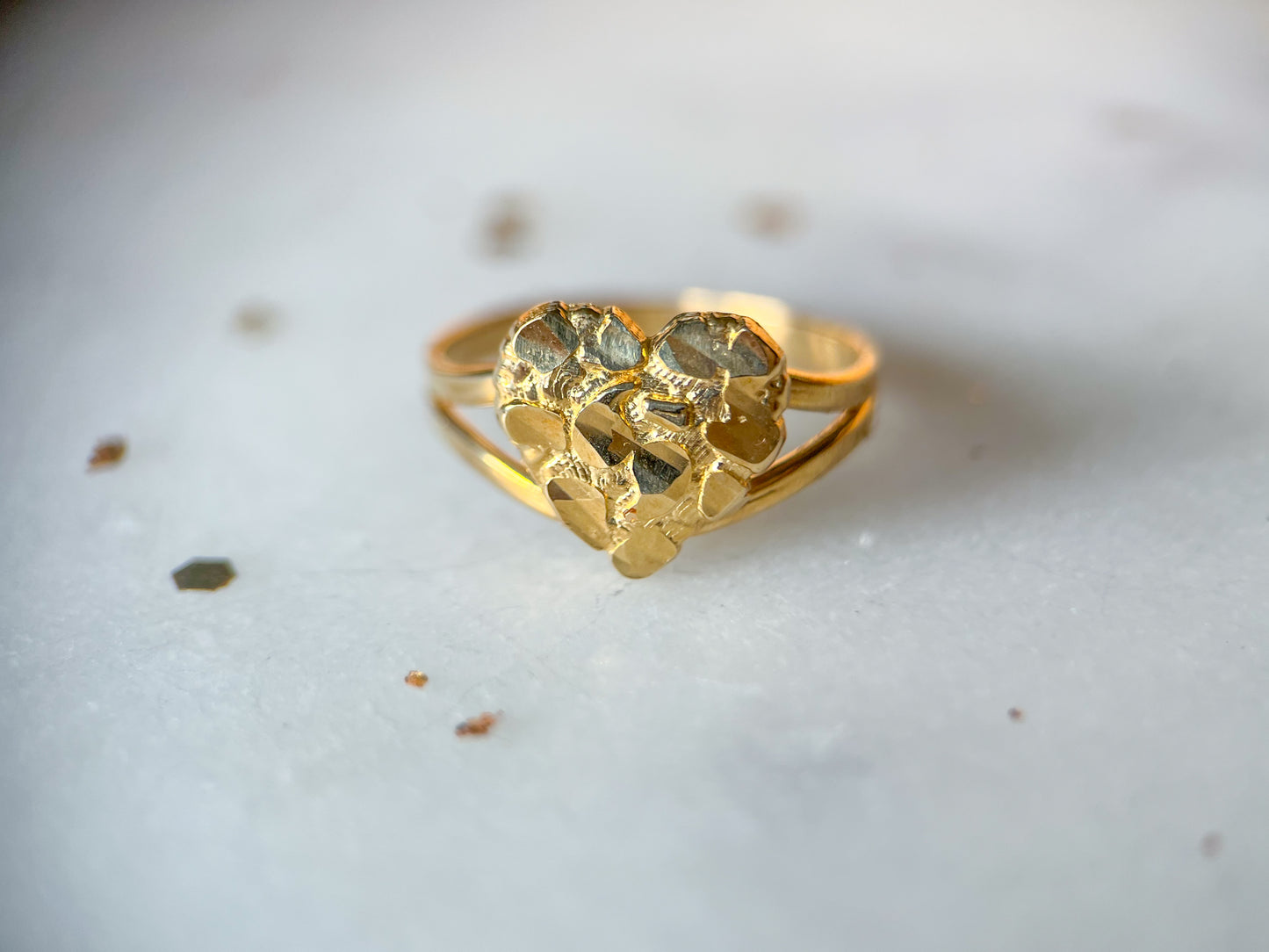 Vintage Heart Nugget 10k Yellow Gold Ring