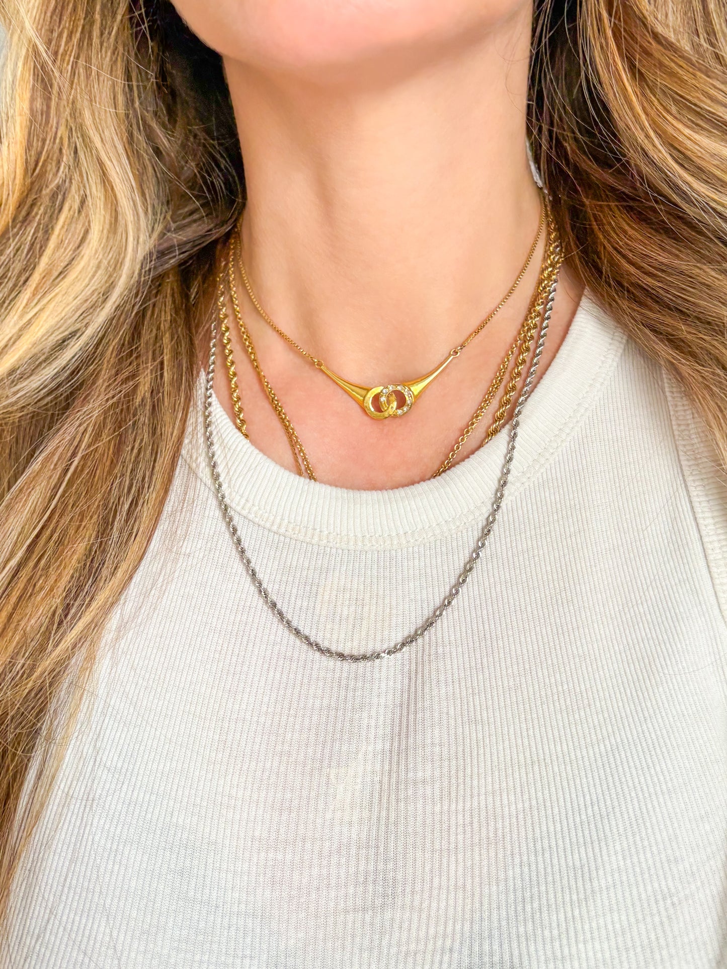 Vintage 14k White Gold 20 Inch Rope Chain