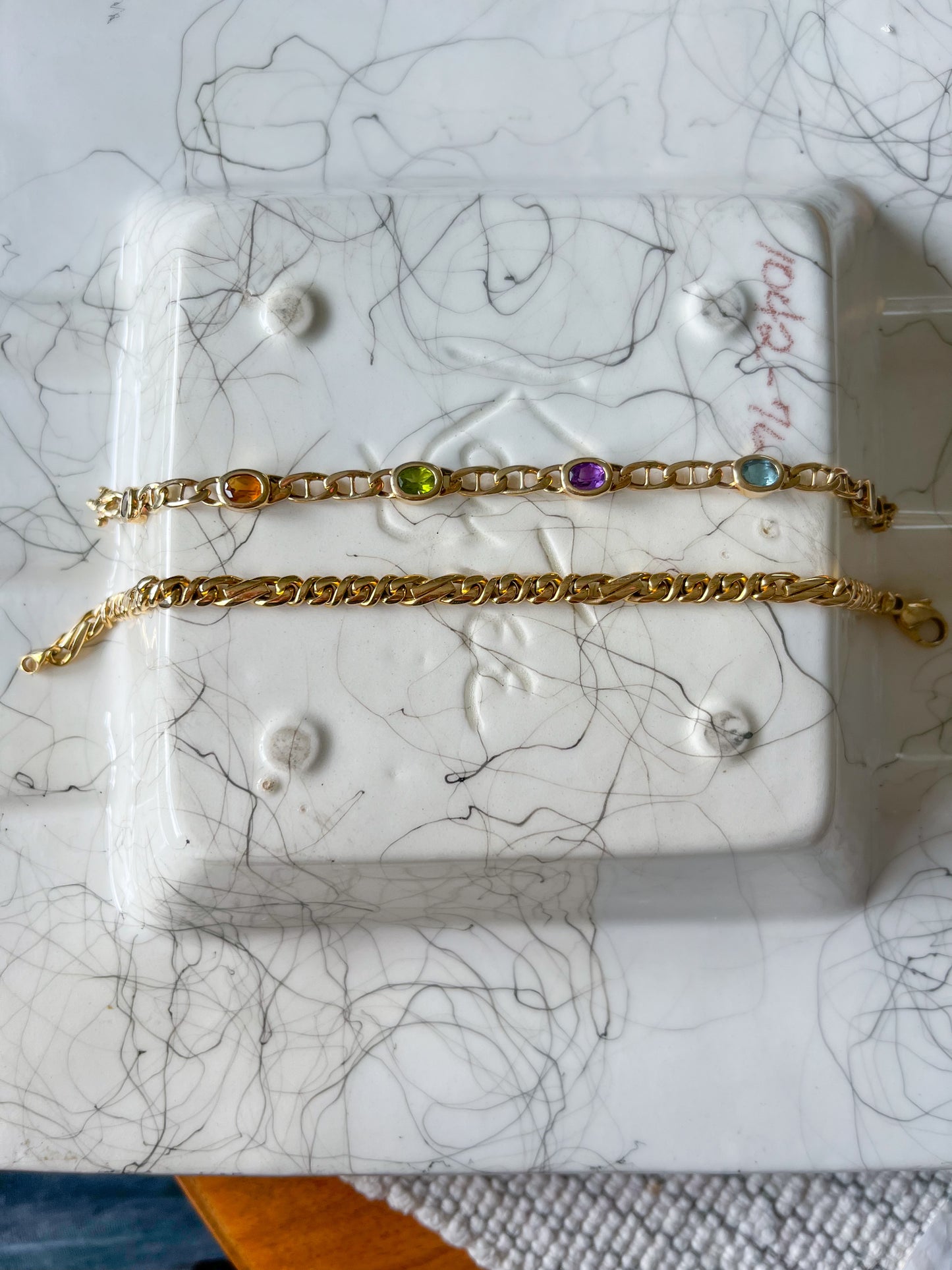 Vintage Heavy 18k Yellow Gold Chain 8.5 Inch Bracelet