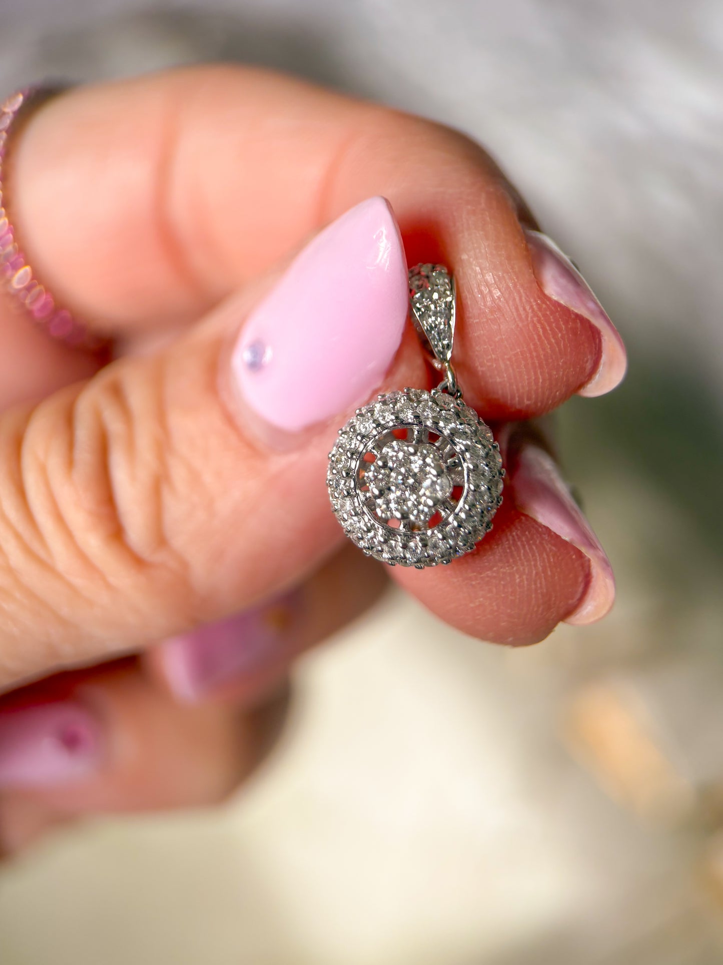 Natural Diamond Round Pendant 14k White Gold Charm
