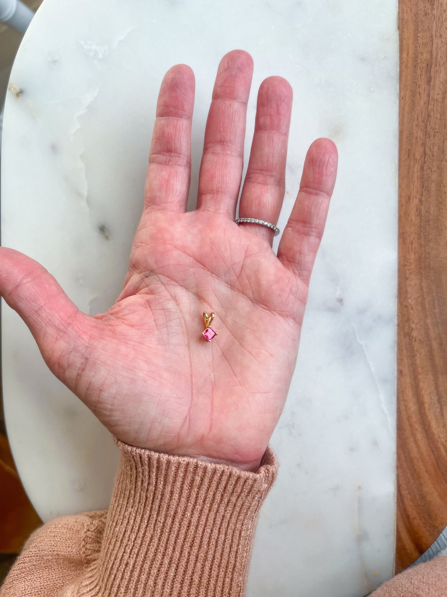 Vintage Square Tourmaline 14k Yellow Gold Charm