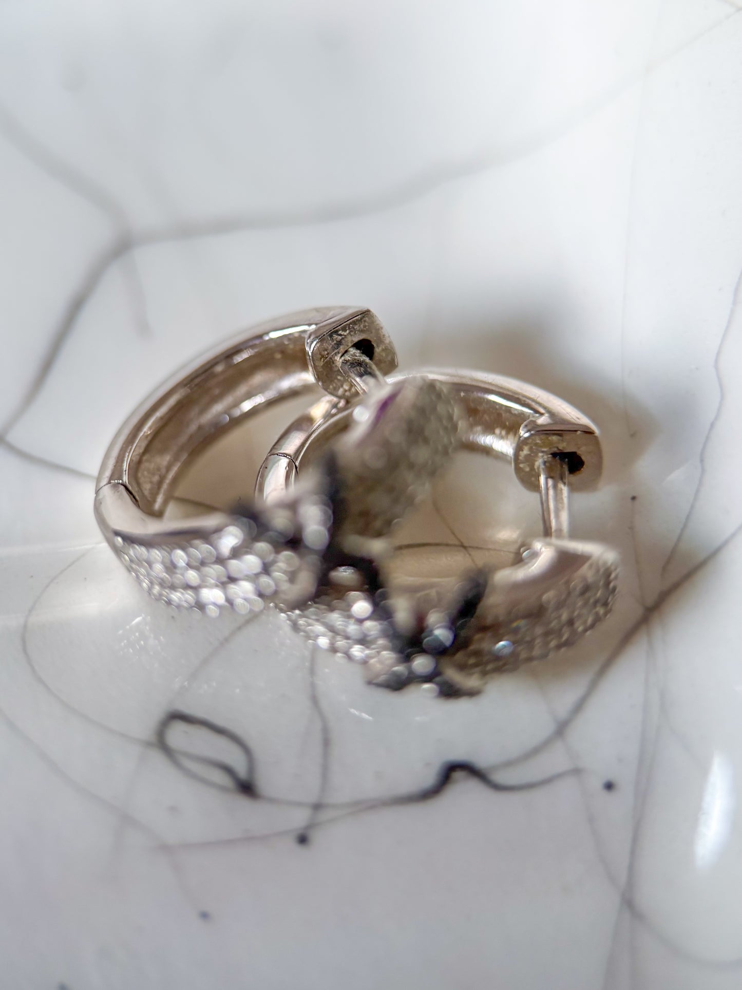 Vintage Sterling Silver Natural Diamond Huggies