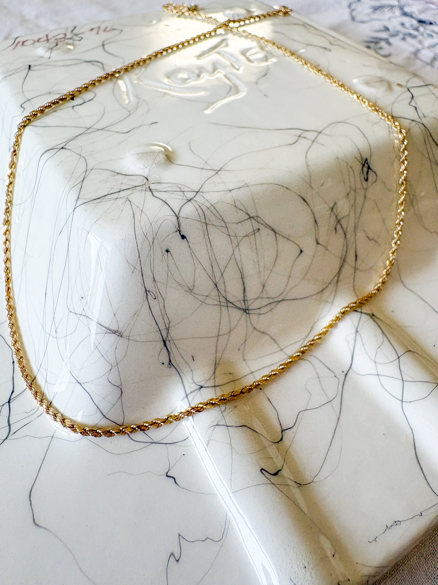 Vintage Thin 14k Yellow Gold 18 Inch Rope Chain
