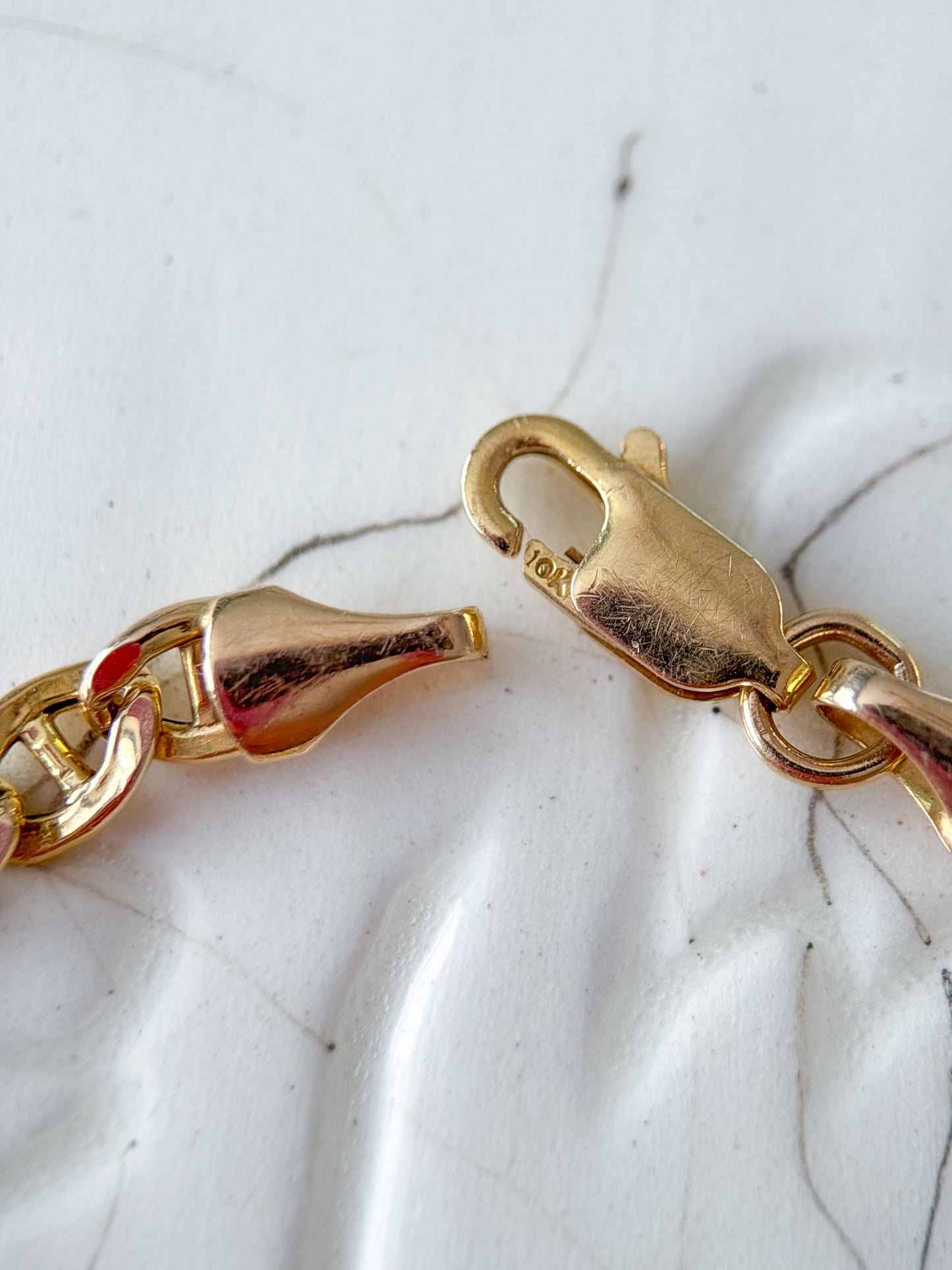 Vintage Mariner 10k Yellow Gold Chain 7.5 Inch Bracelet